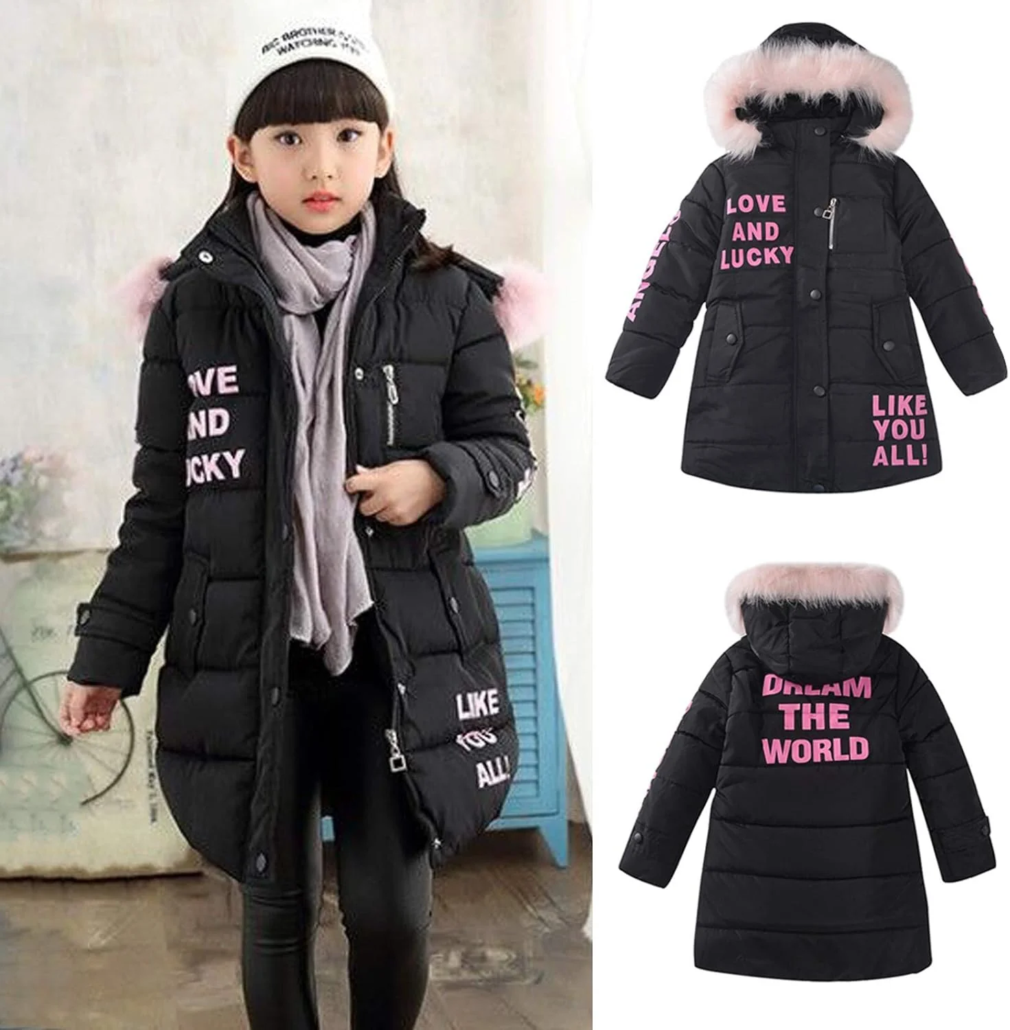 COMIOR Winterjacke Jungen Mädchen Kinder Windbreaker Winterjacke Tops Regenmantel Hooded Jacke Mante - Image 3