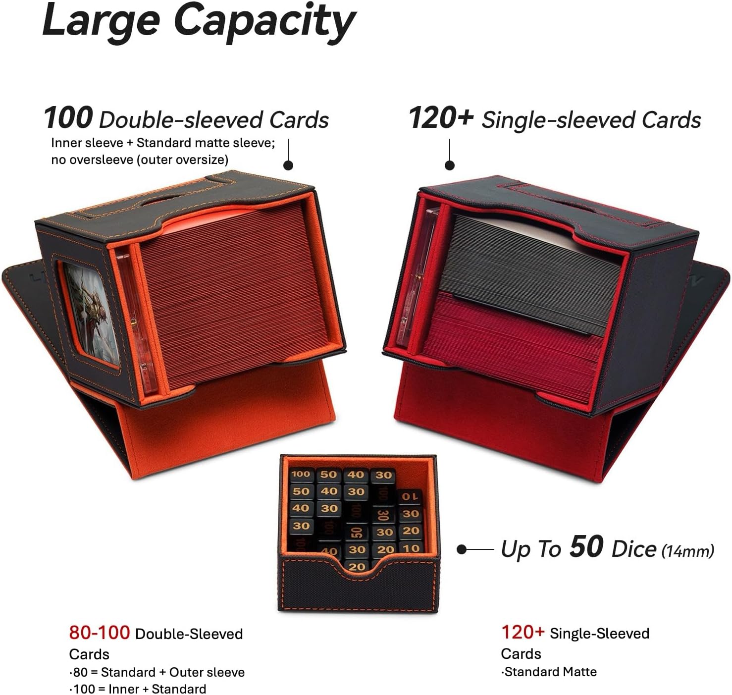 Commander Deckbox für MTG - Patentiertes Design, Commander Display, passt für 100 doppelt eingehüllt - Image 3