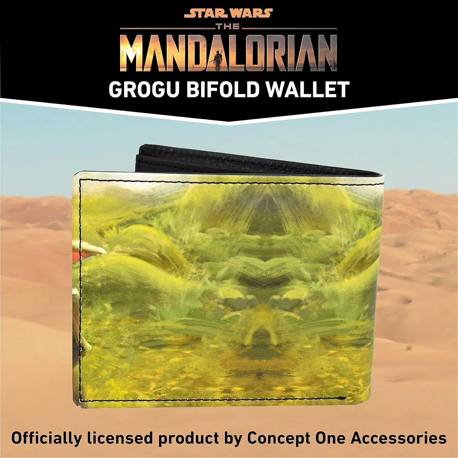 Concept One Disney Star Wars Mandalorian Slim Bifold Reisebrieftasche Grün, Grün - Image 3