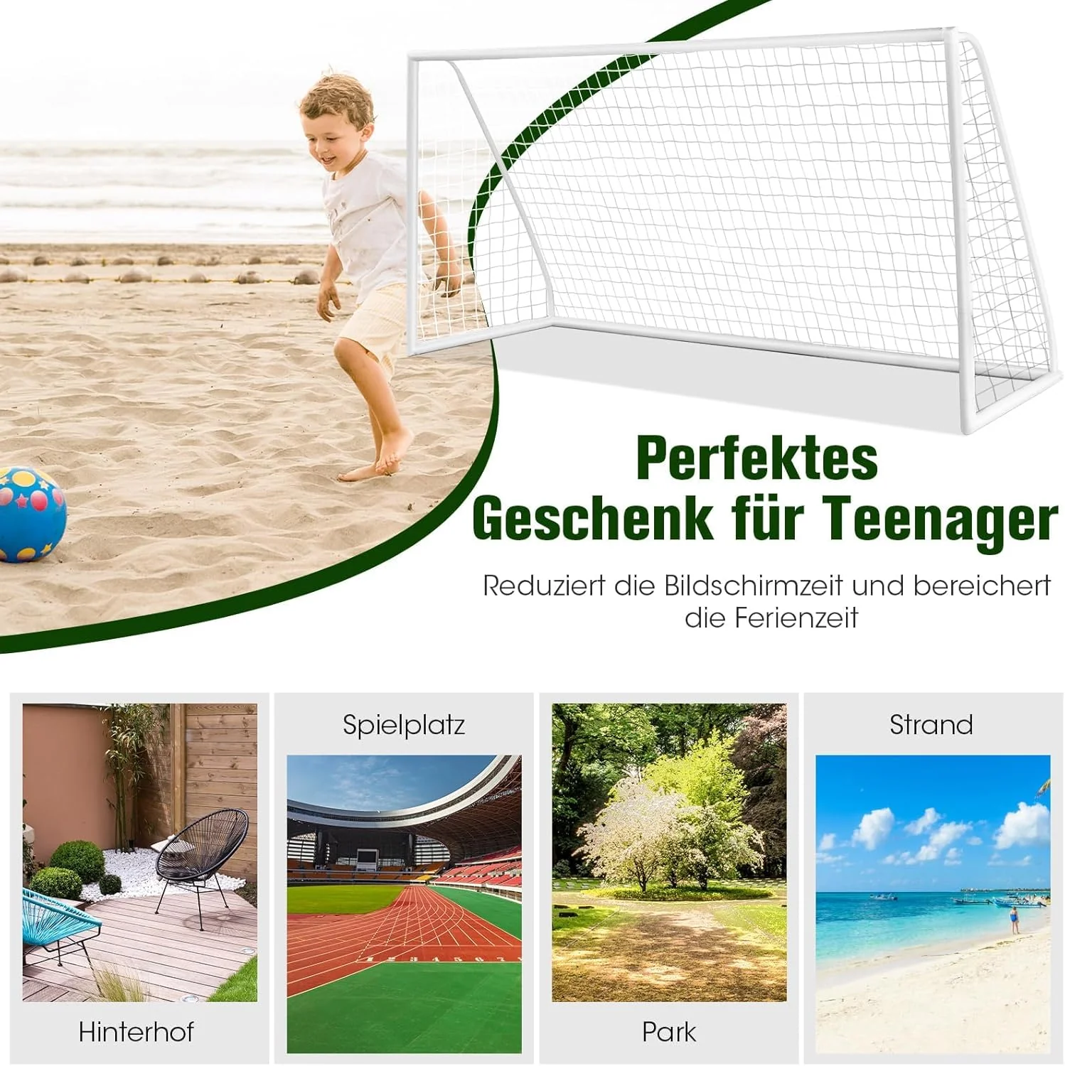 COSTWAY Fussballtor, Fussballtore Garten wetterfest, Fussballtor mit hochfestem Netz & Metallrahmen - Image 7