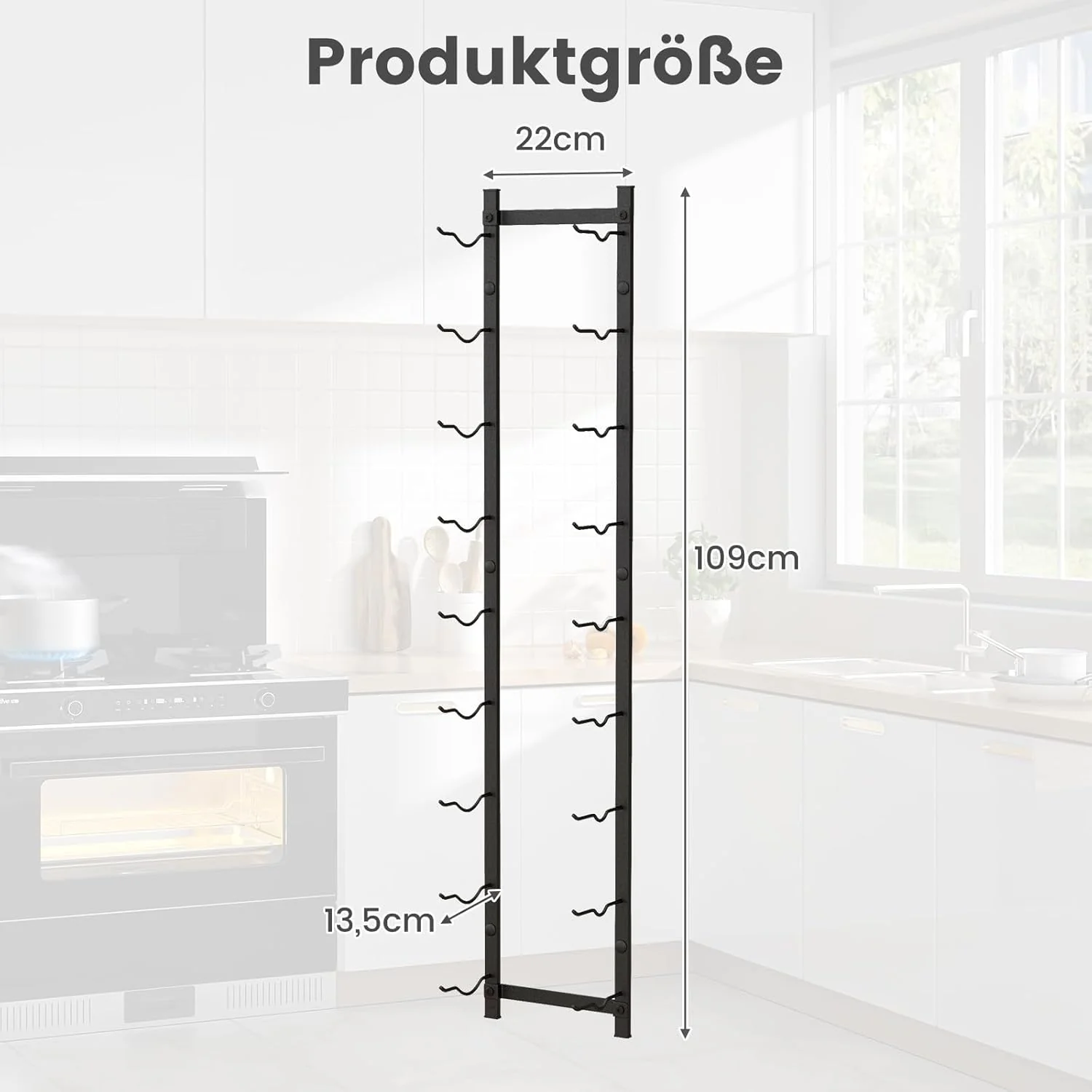 COSTWAY Weinregal Wand für 9 Weinflaschen, Flaschenhalter Metall, Flaschenregal Industrial, Aufbewah - Image 3