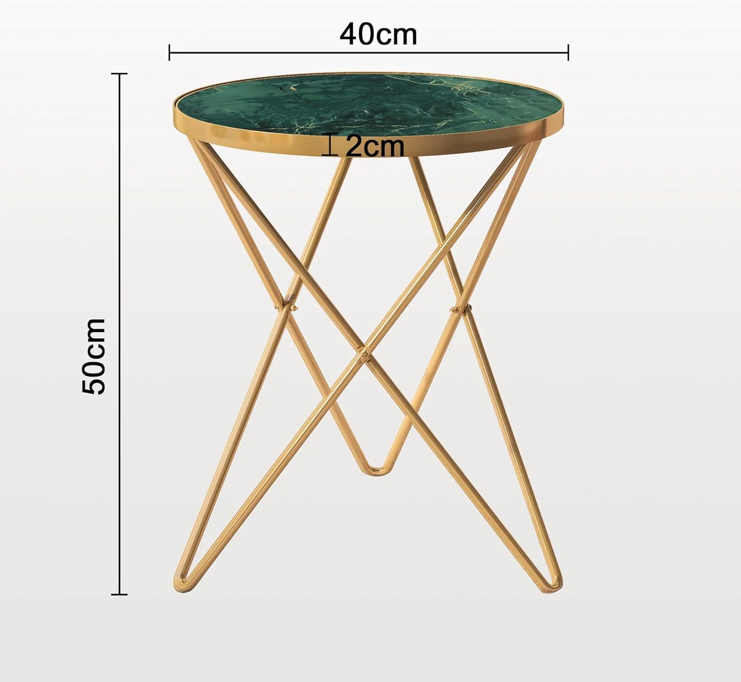 Couchtisch, Beistelltisch rund, Wohnzimmertisch, Kleiner Tisch, Sofatisch für Wohnzimmer, Grün Golde - Image 2