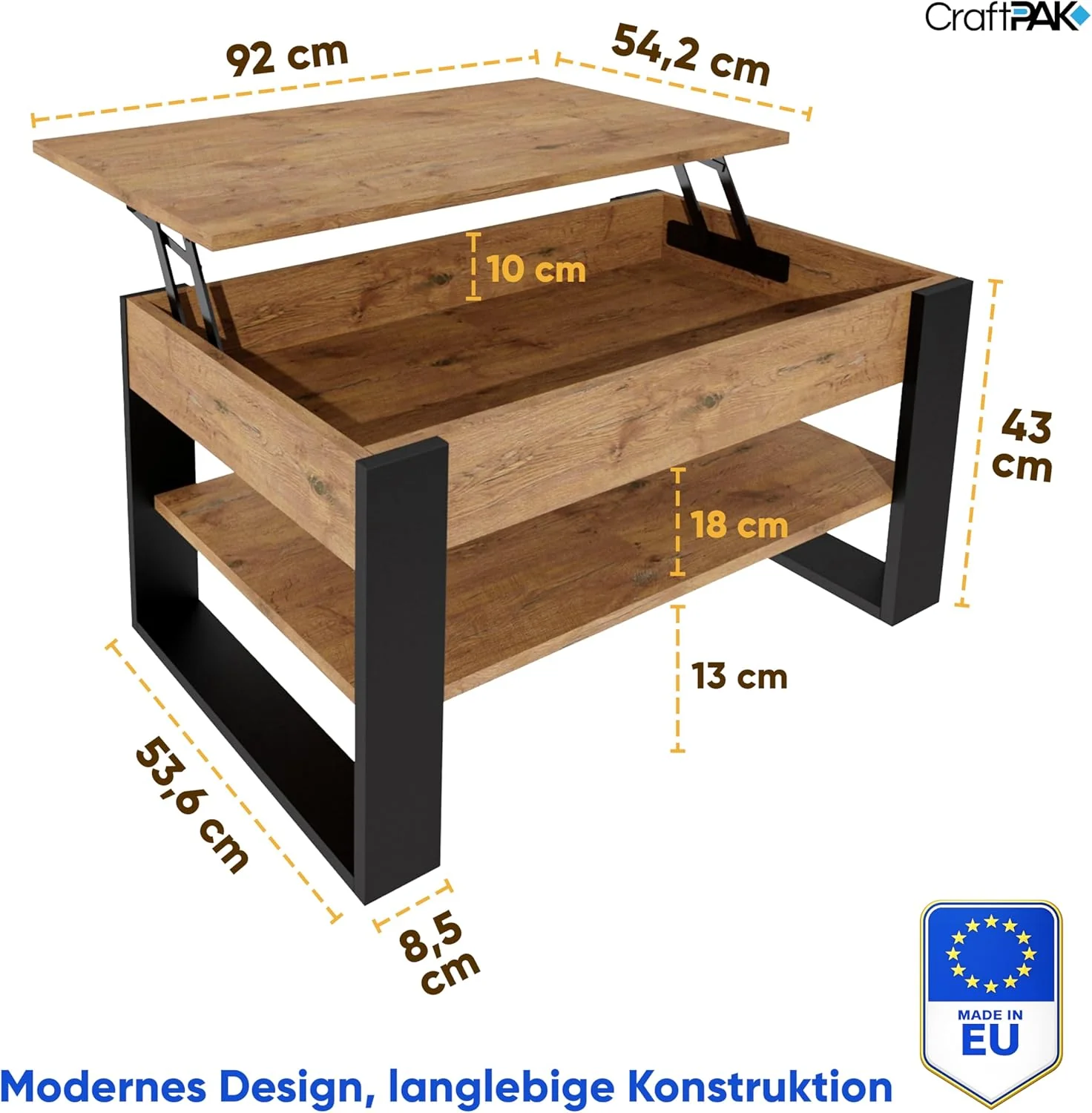Couchtisch höhenverstellbar mit Stauraum - Couchtische - Wohnzimmertisch klappbar - höhenverstellbar - Image 3