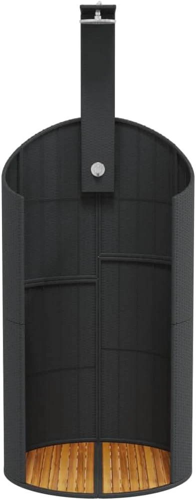 Cozynest Gartendusche Schwarz 100x100x241,5 cm Poly Rattan Akazienholz, Schwarz - Image 5