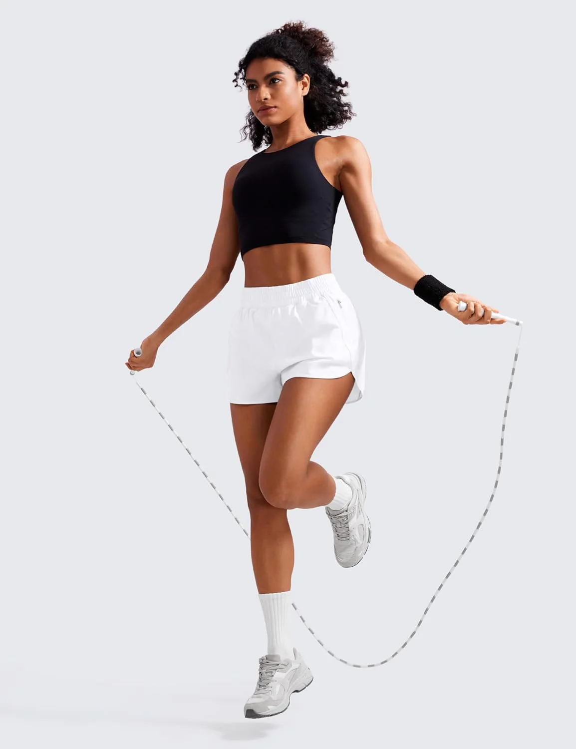 CRZ YOGA Damen Kurz Sporthose Laufhose High Waist Fitness Sport Shorts Kurze Hose mit Reissverschlus - Image 3