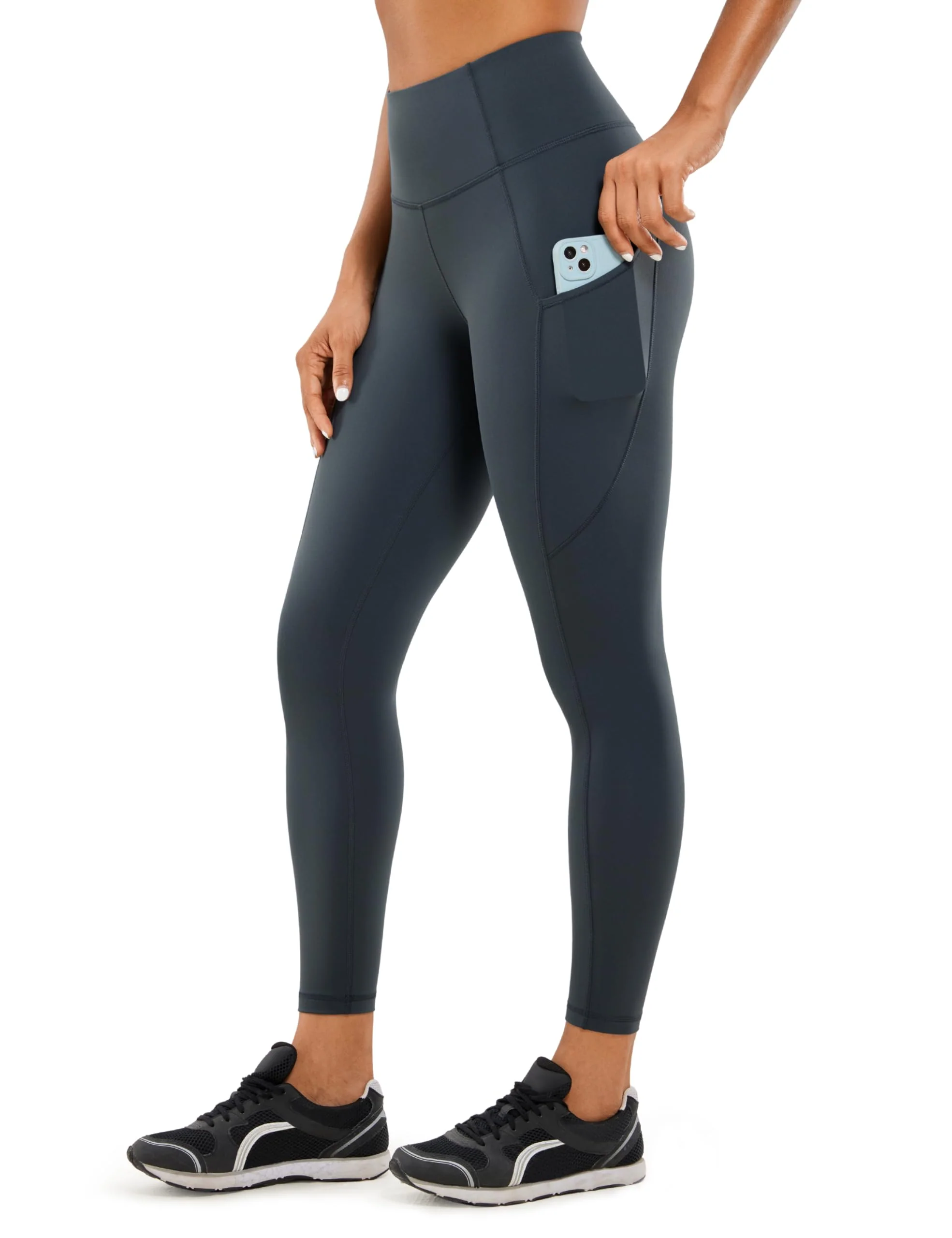 CRZ YOGA Damen Naked Feeling Sport Leggings mit Taschen High Waist Sporthose Gym Blickdicht Yogahose