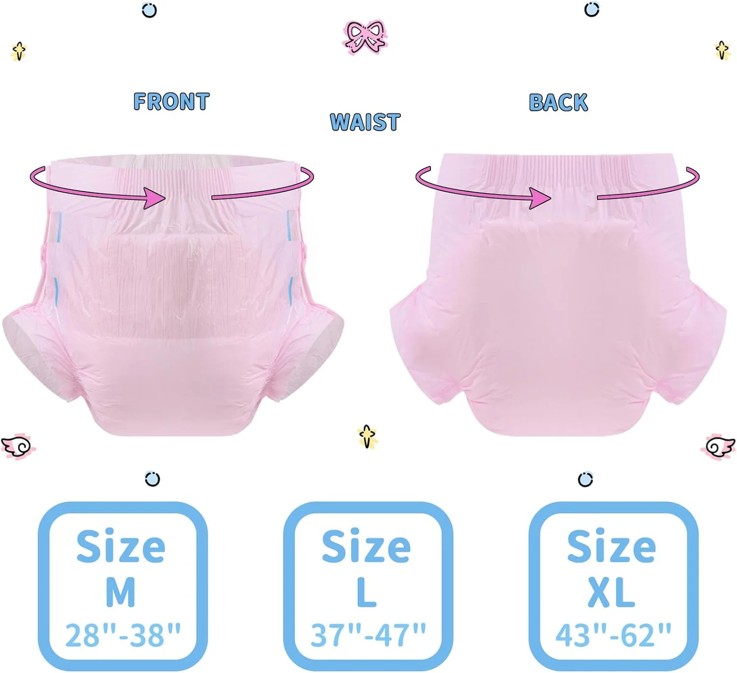 CutiePlusU Windeln für Erwachsene 10 Stück Einweg-Inkontinenz-Slips mit Schlaufen für Damen und Herr - Image 3