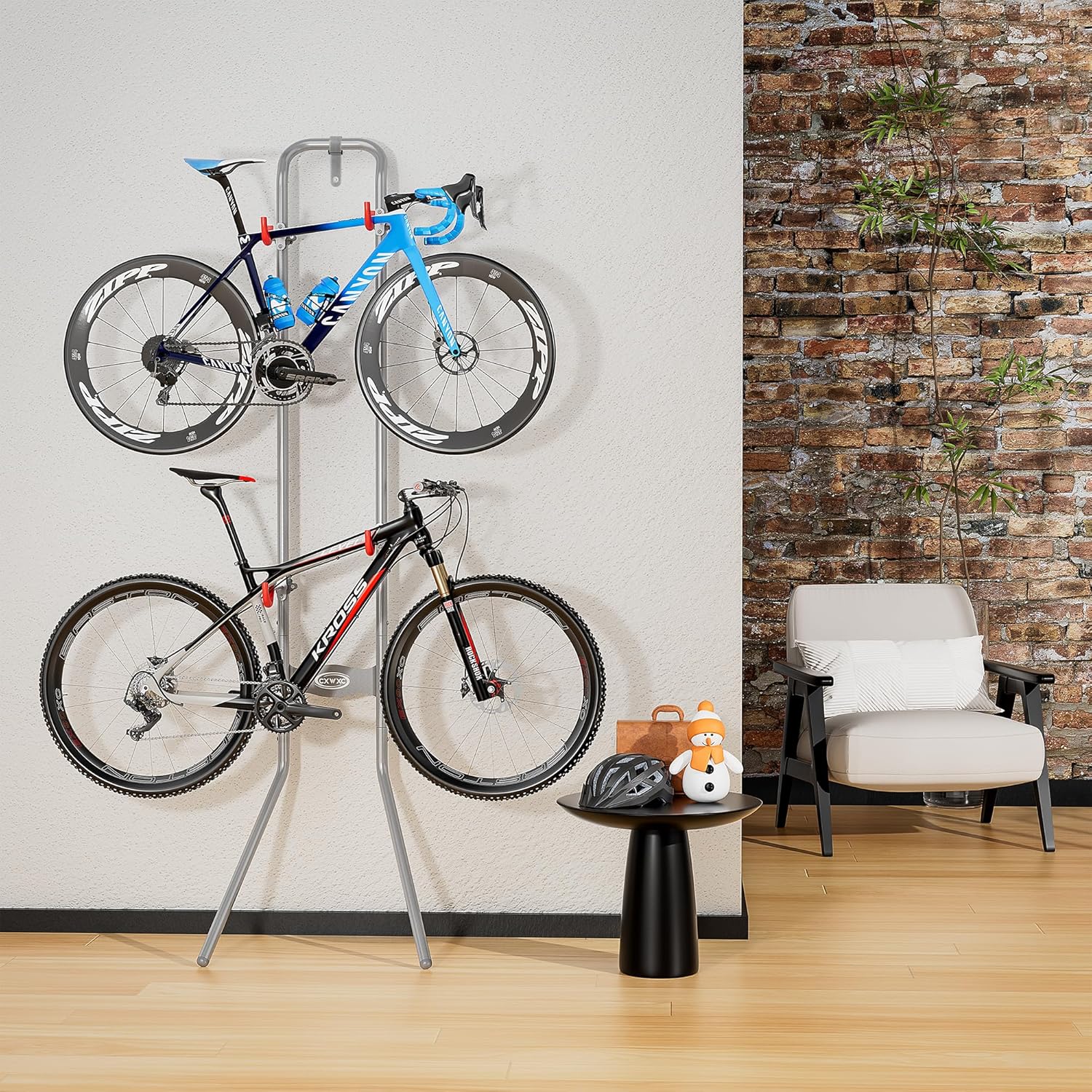 CXWXC Vertikaler Fahrradständer für 2 Fahrräder, Platzsparende Wandhalterung bis 54kg, Verstellbarer - Image 4