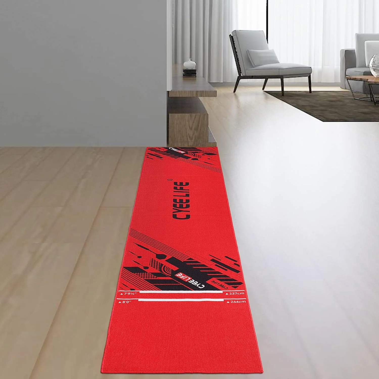 CyeeLife Dart Teppich mit Tragetasche,Dartpfeile Mat Dartmatte 65 * 295cm für Steel und Soft Darts Z - Image 5