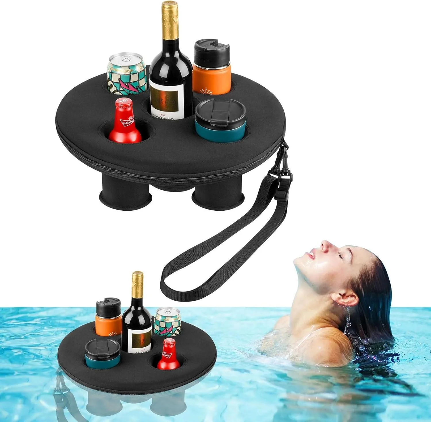 cypreason Schwimmender Getränkehalter - Getränkeschwimmer mit 5 Löchern - Schwimmendes Tablett für P - Image 7