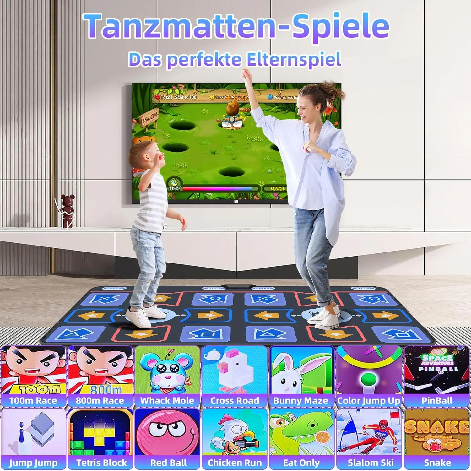 Damcoola TV-Tanzmatte-Spiel – kabellose elektronische Tanzmatte mit Musik, Plug-and-Play, Tanzmatte - Image 3