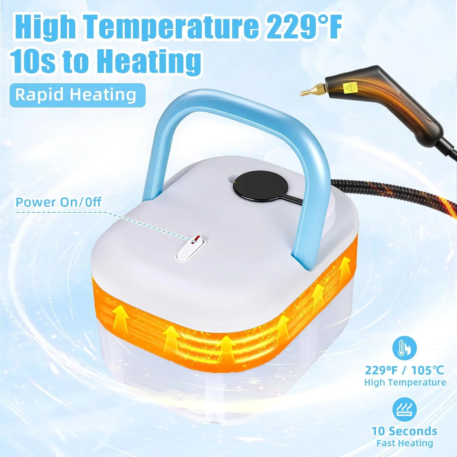 Dampfreiniger Handgerät, 2200W Hochdruck Dampfreiniger Handgerät mit 1,2L Wassertank & 3 Brush Heads - Image 2
