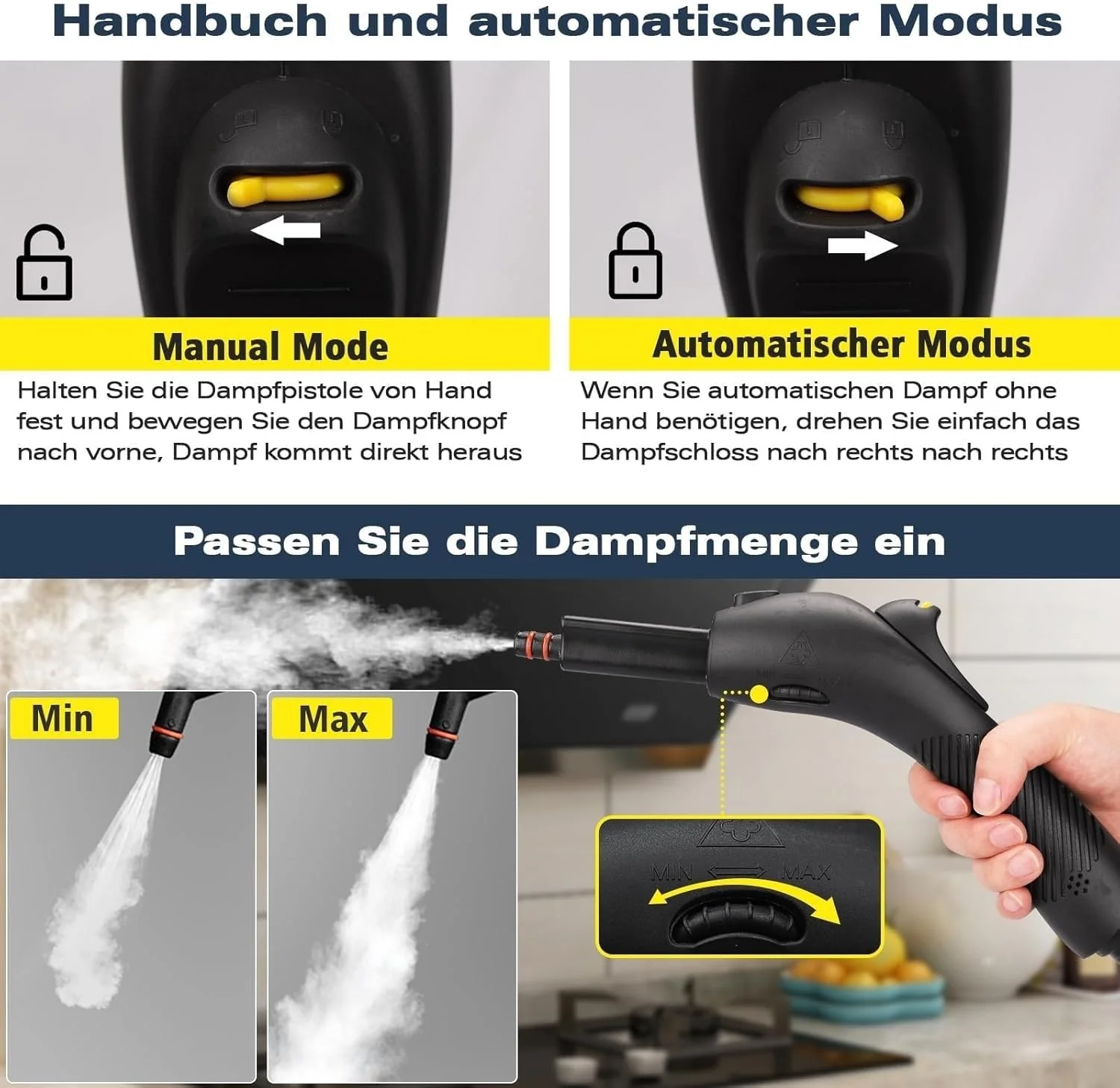 Dampfreiniger, vielseitiger Dampfreiniger mit 1,1-Liter-Tank,tragbarer Handdampfmopp mit 21 Zubehört - Image 6