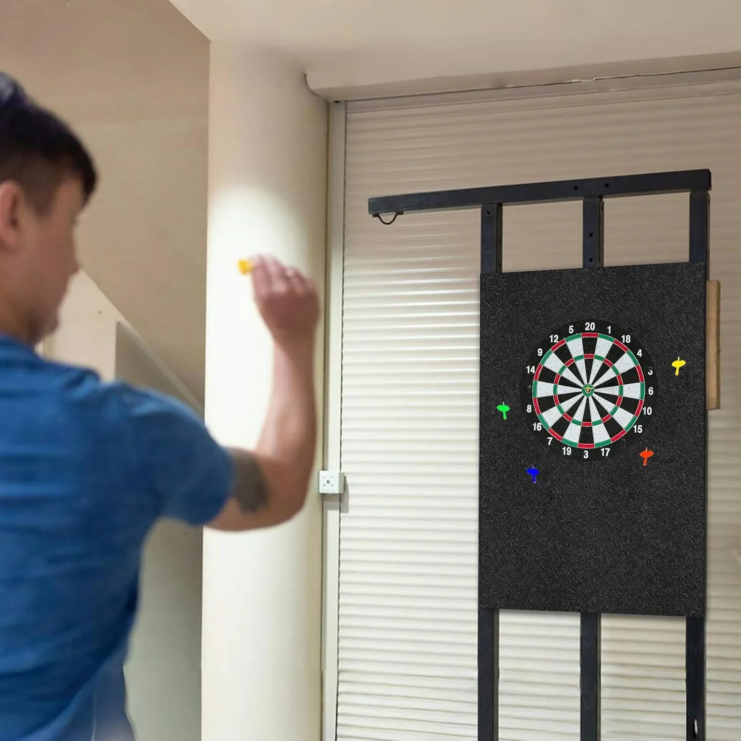 Dartscheibe Wandschutz Filz Dartboard Surround Wandschutz 60x60cm Dart Schutz Wand Grosser Schwarzer - Image 2