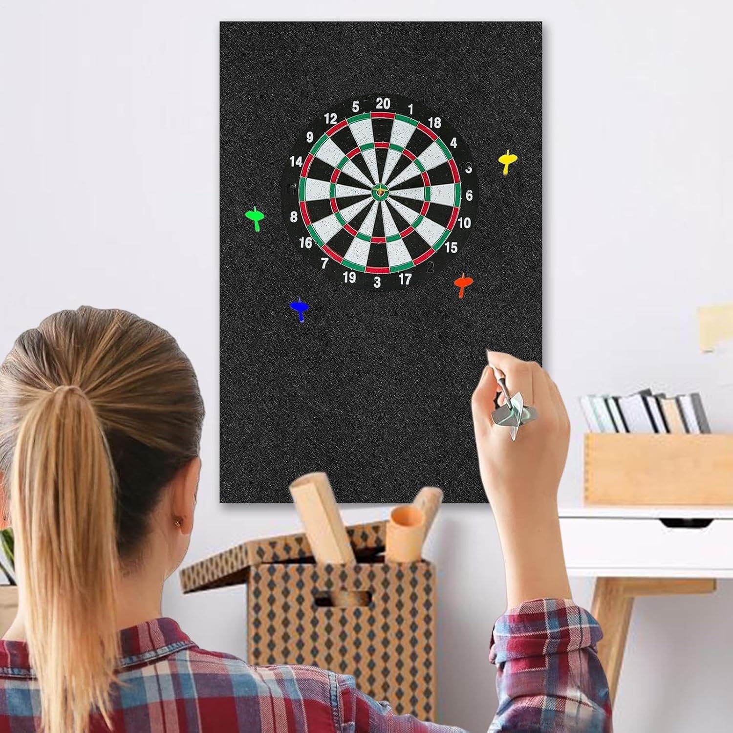 Dartscheibe Wandschutz Filz Dartboard Surround Wandschutz 60x60cm Dart Schutz Wand Grosser Schwarzer - Image 3