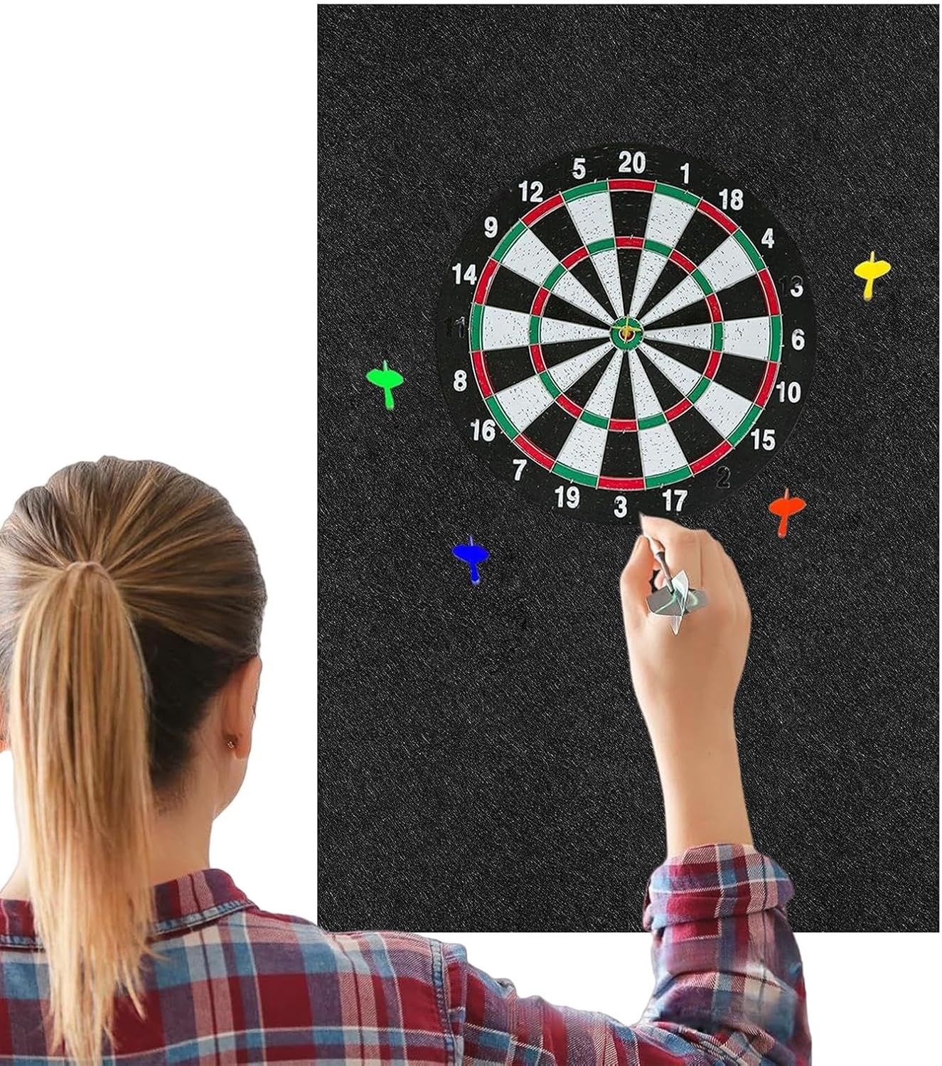 Dartscheibe Wandschutz Filz Dartboard Surround Wandschutz 60x60cm Dart Schutz Wand Grosser Schwarzer - Image 7