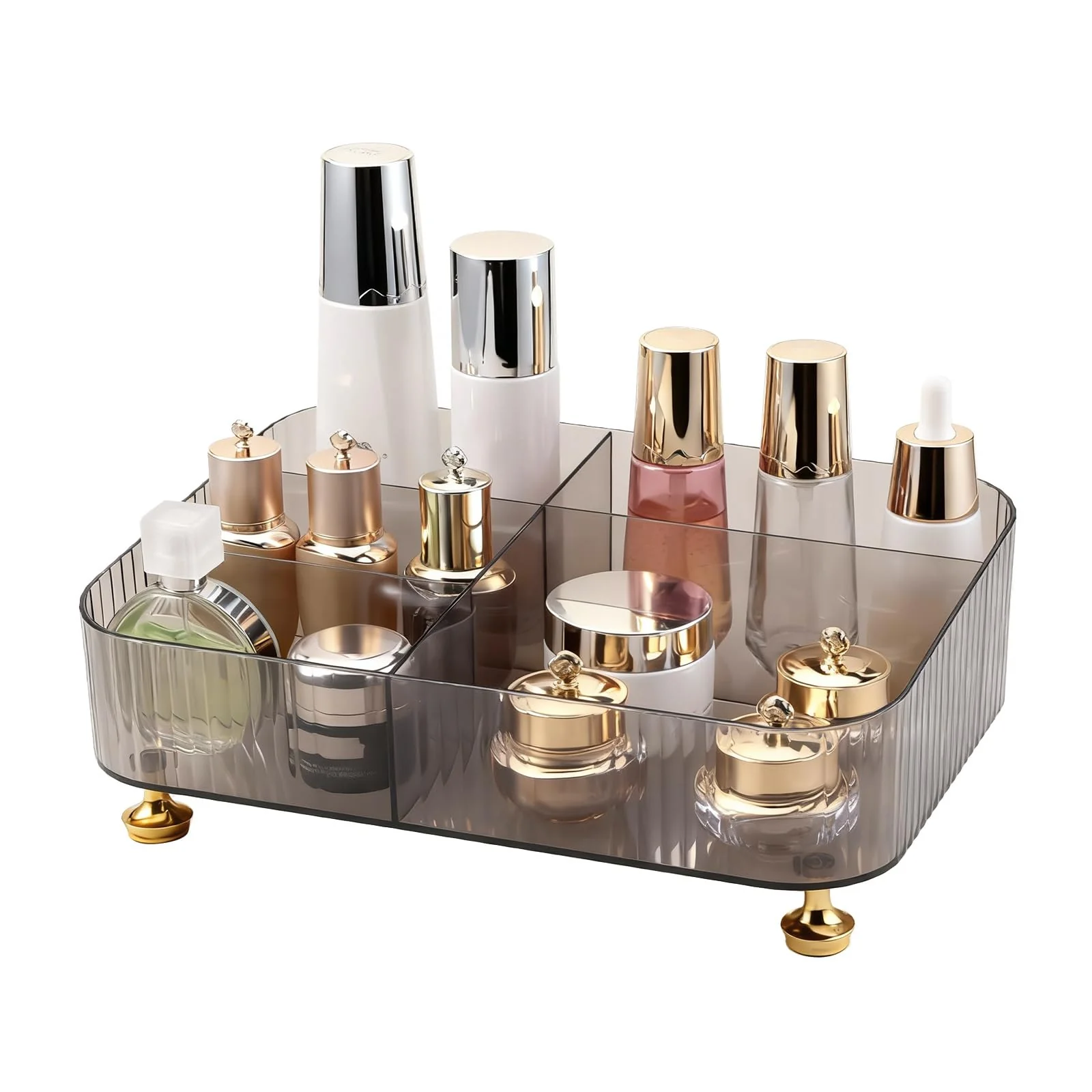DASITON Make Up Kosmetik Organizer Acryl, 5 Fächer Schmink Aufbewahrung für Pinsel, Lippenstift, Par