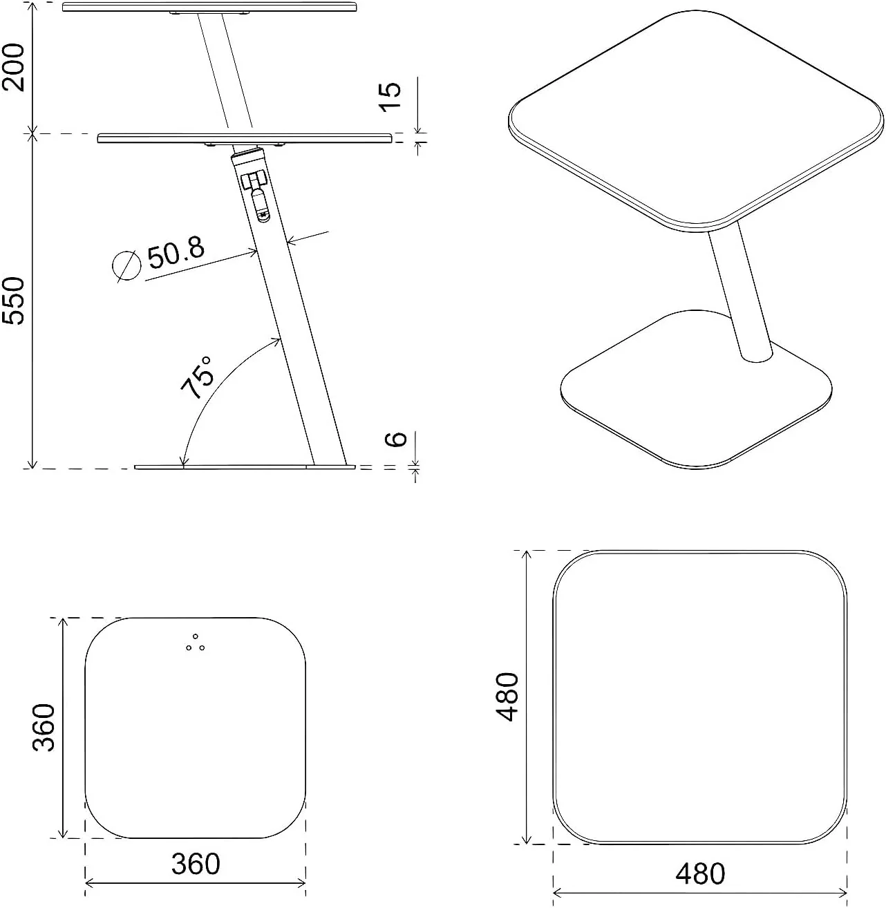 Dataflex Bento Laptoptisch | Höhenverstellbar von 555 bis 750 mm | Schwarz - Image 3