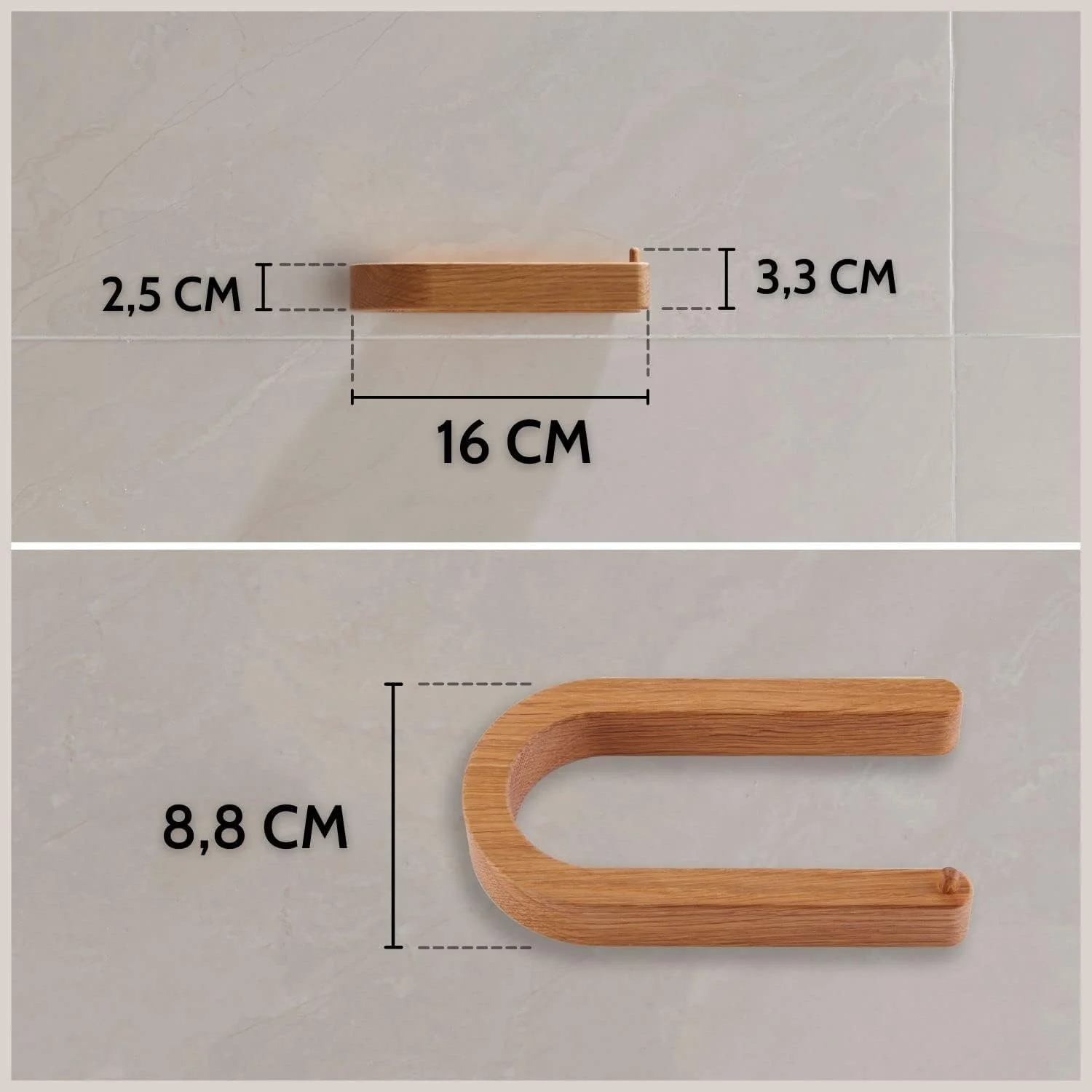 DEKAZIA® Holztoilettenpapierhalter | Klopapierhalter ohne Bohren | WC-Papierhalter | Klorollenhalter - Image 8