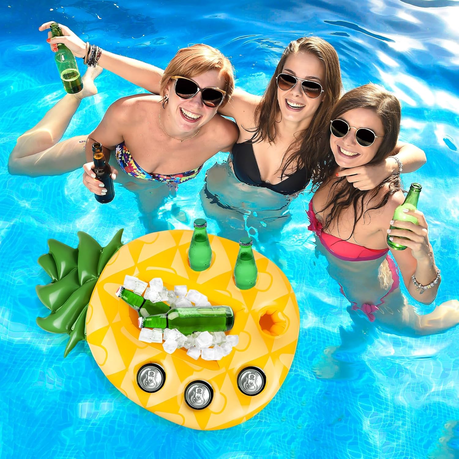 dellyy Pineapple Aufblasbare Getränkehalter, Pool 2in1 Getränke und Snackhalter, Aufblasbarer Geträn - Image 3
