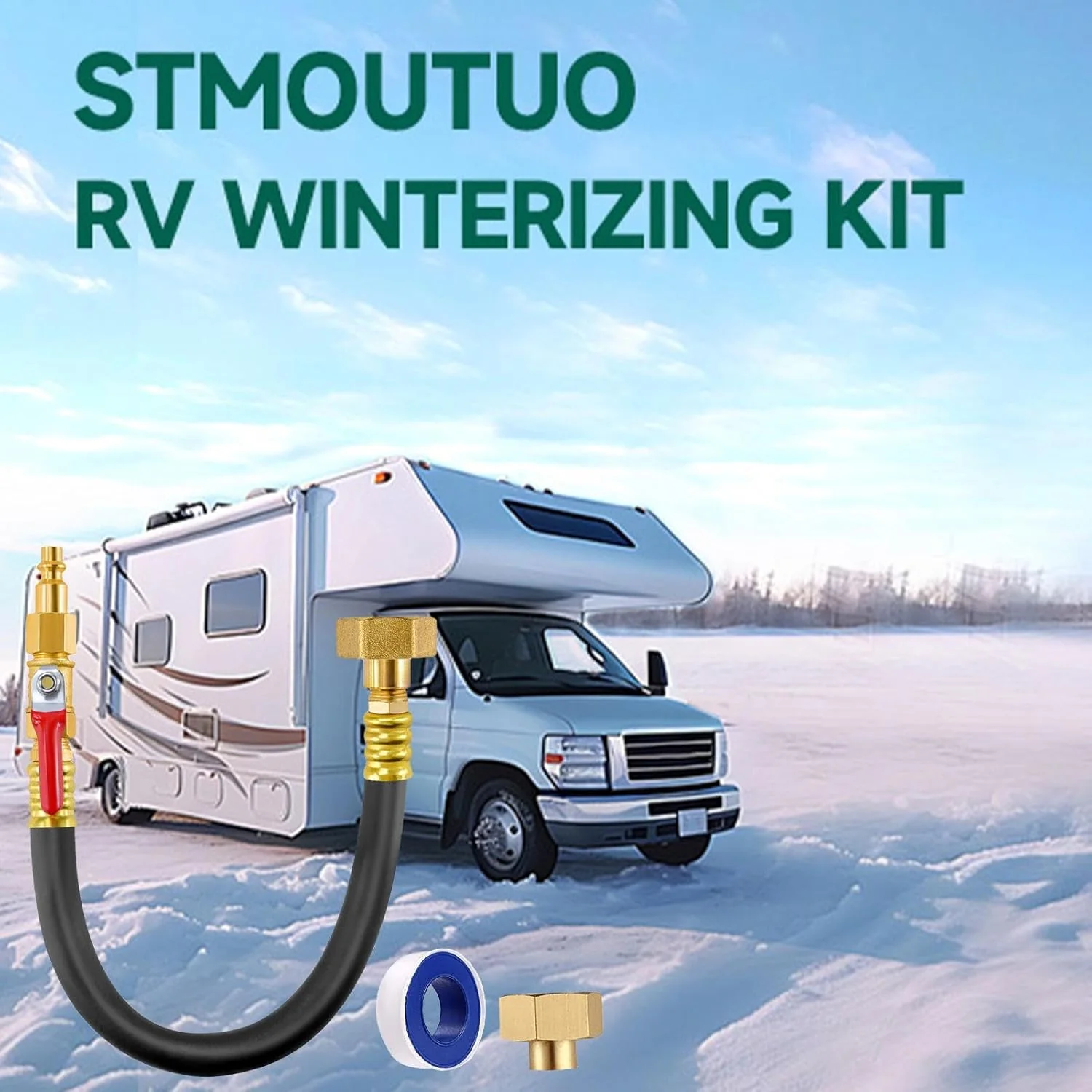 Demsyeq Wohnmobil-Winterize-Ausblasadapter, Wohnmobil-Wasserausblasadapter mit Absperrventil, Luftko - Image 3