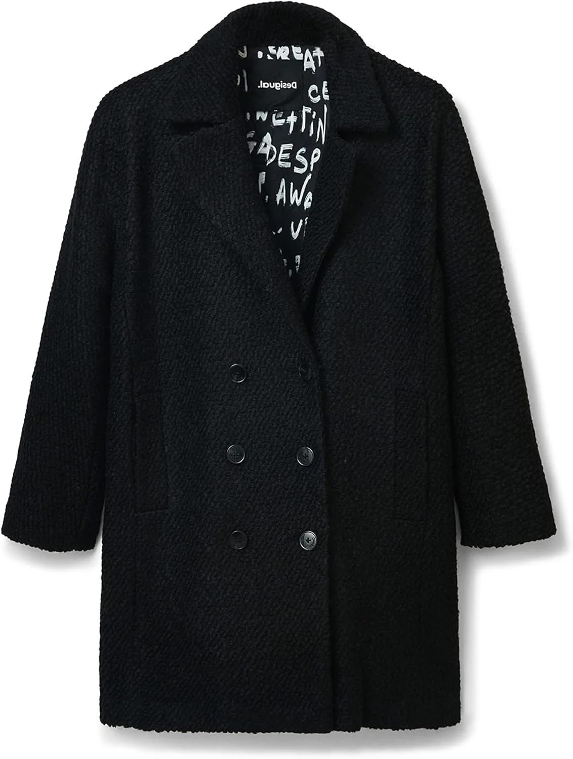 Desigual Damen Overcoat XL Schwarz, XL Schwarz - Image 6
