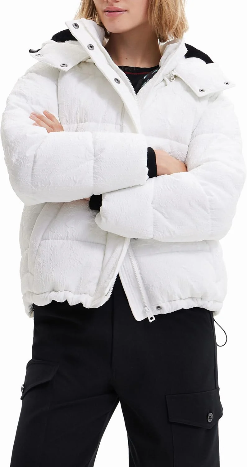 Desigual Damen Padded Short Overcoat S Weiss, S Weiss - Image 3