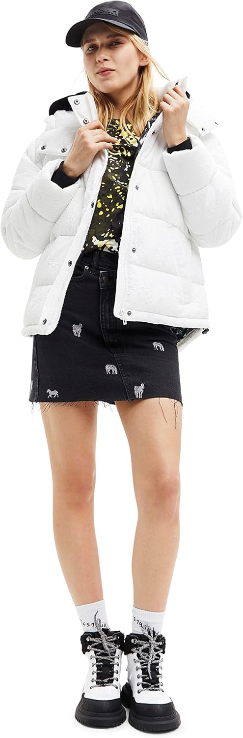 Desigual Damen Padded Short Overcoat S Weiss, S Weiss - Image 4