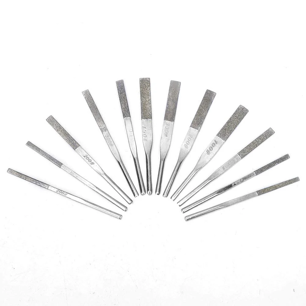 Diamantfeilen, 12 Stück, 3-mm-Schaft, Konische Maschine Zum Hin- und Herschleifen, Abgeflachte, Schr - Image 8