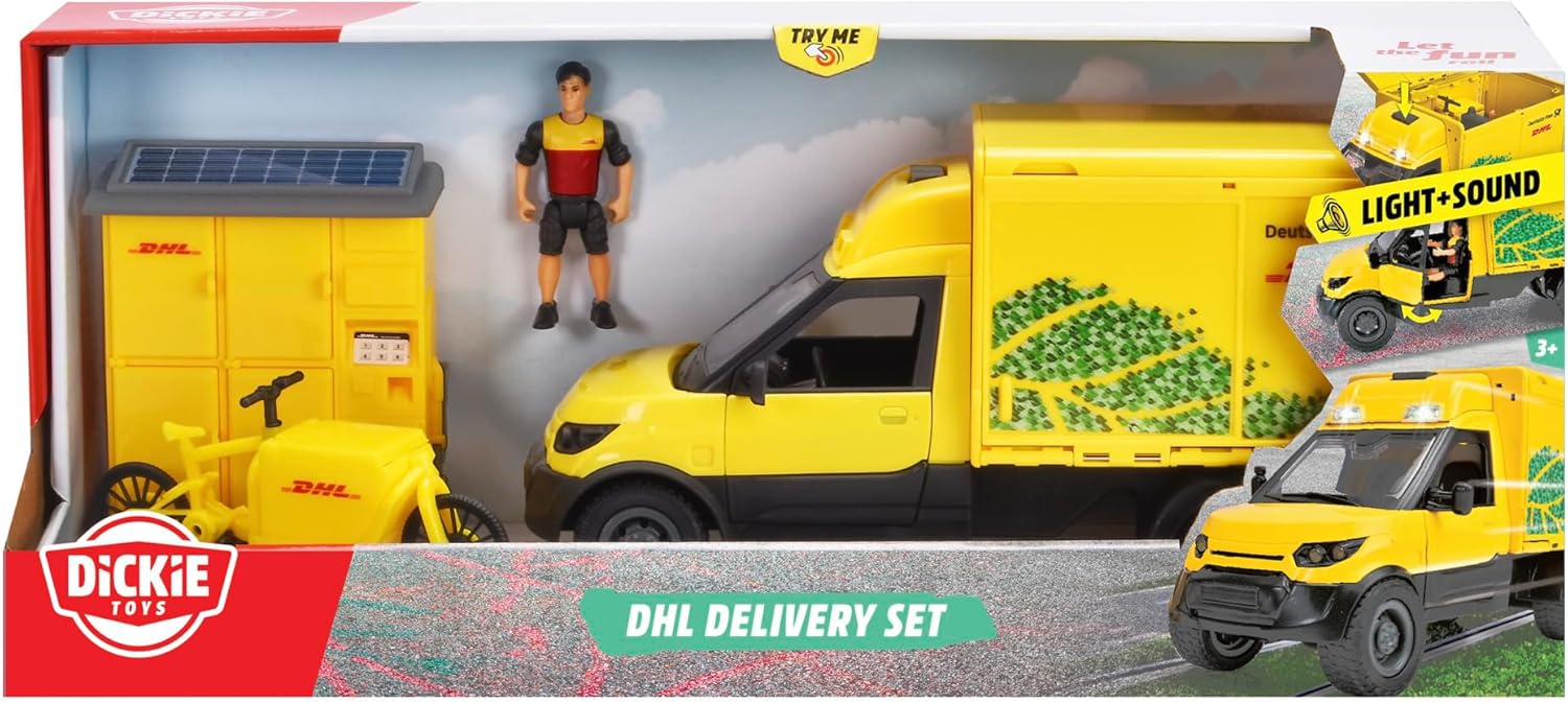 Dickie Toys - DHL Delivery Set (25 cm) - Paketzusteller-Spielset für Kinder ab 3 Jahre, DHL Postauto - Image 7