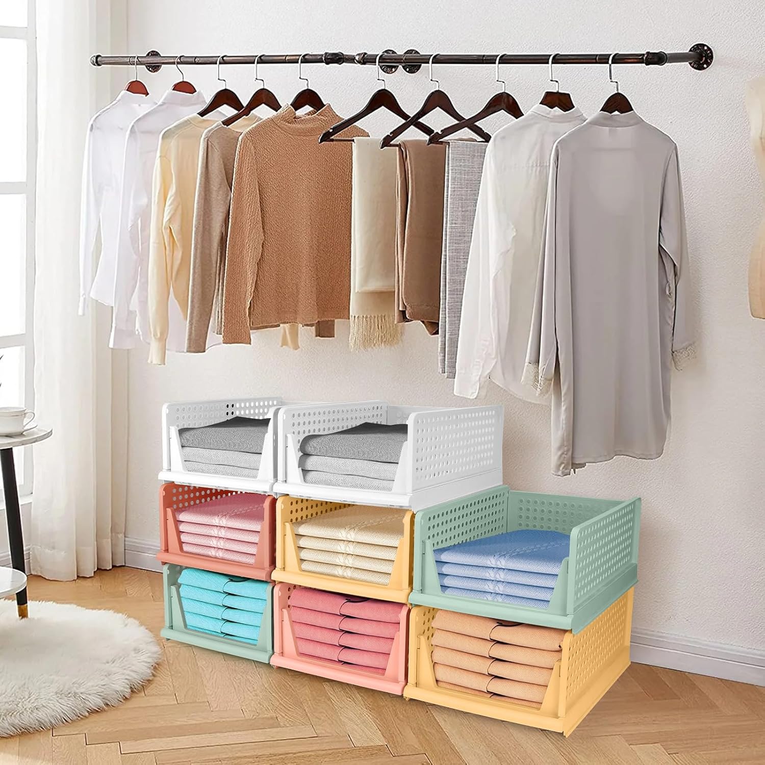 Diealles Shine Stapelbare Schubladenboxen, 4 Stück Kleiderschrank Organizer Ausziehbar, Plastik Schu - Image 2