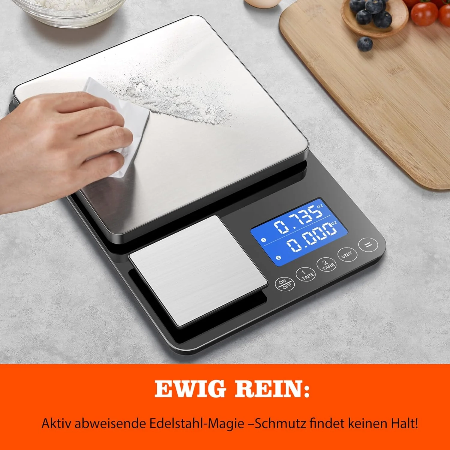 Digitale küchenwaagen mit Dual Plattform–Präzise 500g/0,01g&15kg/1g Messung, Tara-und Summierfunktio - Image 6