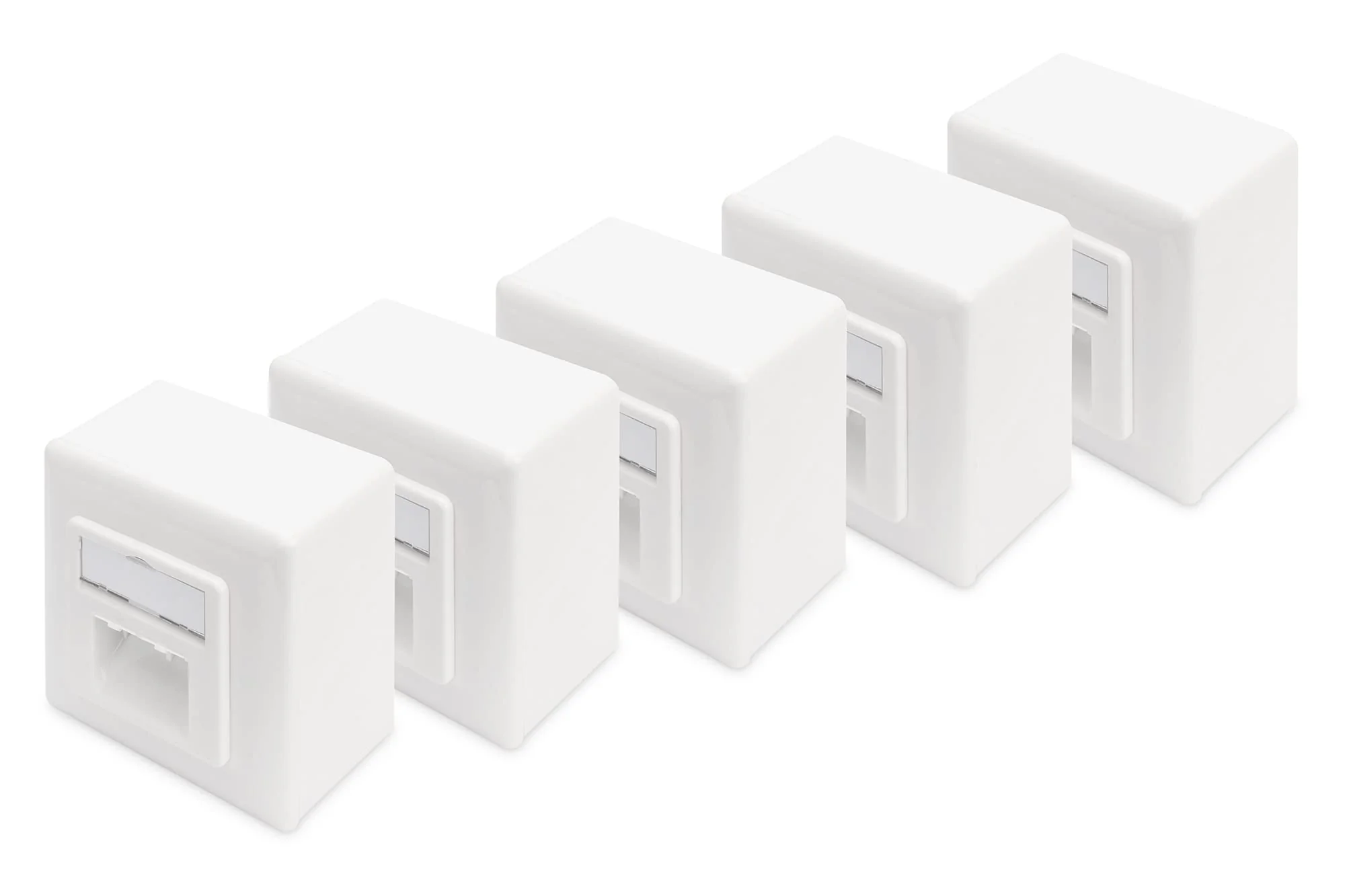 DIGITUS 5x Anschlussdose Cat-5e - 2 Port RJ45 - Aufputz Netzwerk-Dose - Zuführung Horizontal - Desig