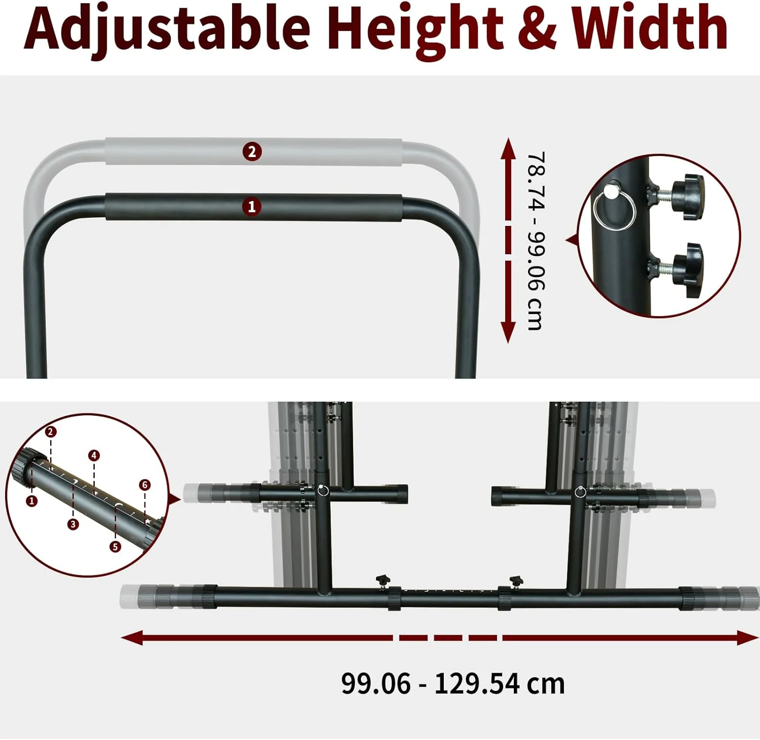 Dip Barren Bars, Dip Station, 249 kg Dip Station, Krafttraining 78.74-99.06 cm individuell verstellb - Image 3