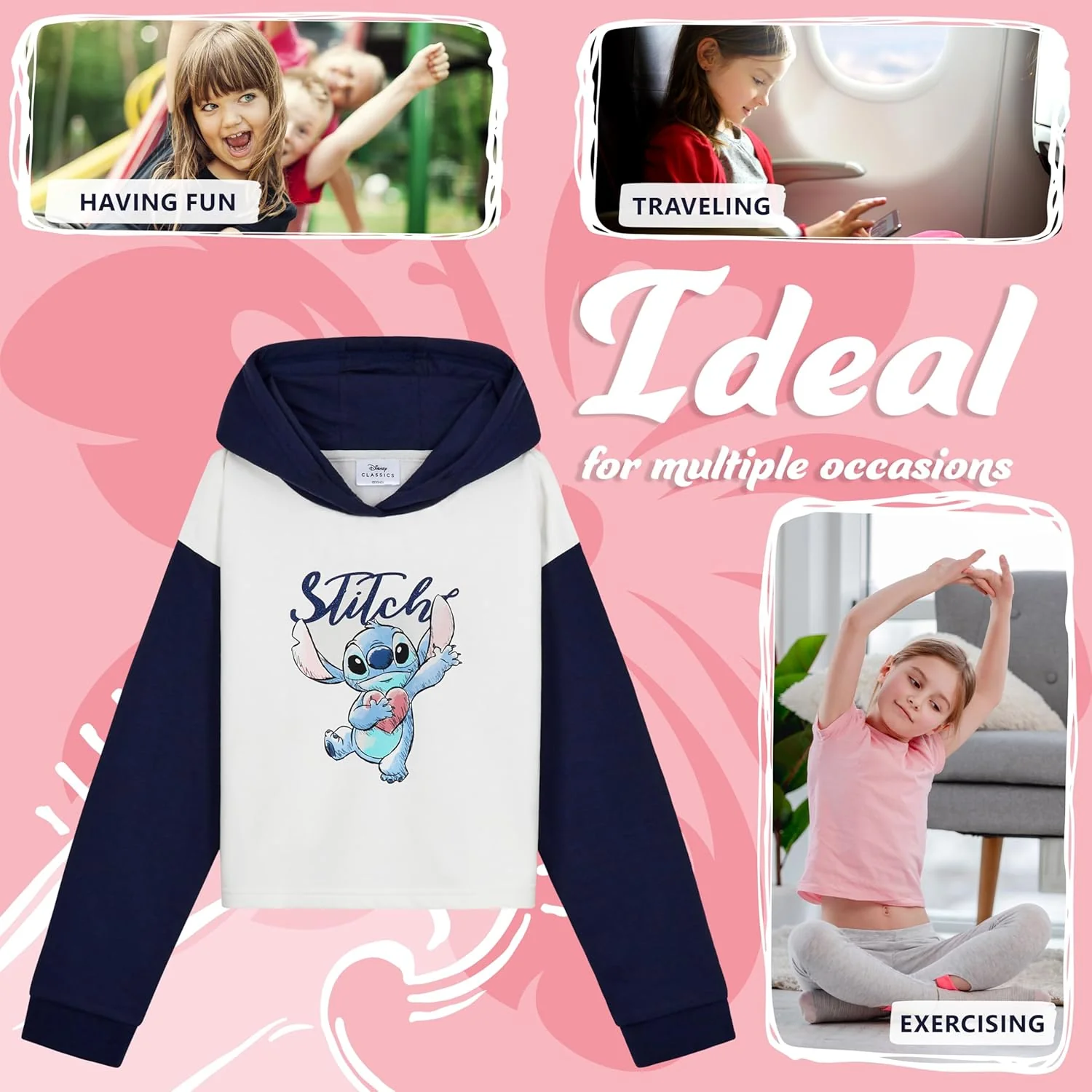 Disney Stitch Kapuzenpullover Mädchen Cropped Hoodie Kinder Teenager 7-14 Jahre - Hoodie Mädchen Ges - Image 5