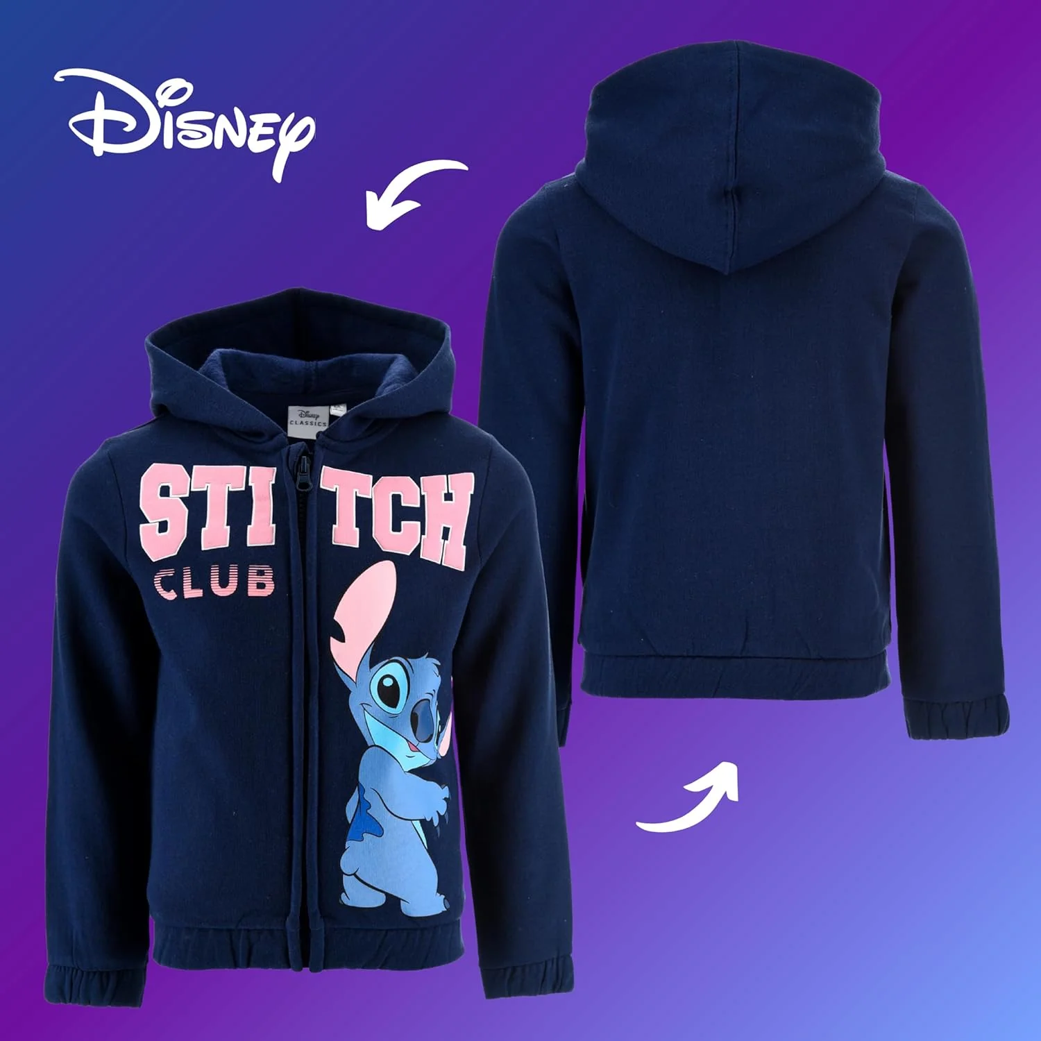 Disney Stitch Mädchen Kapuzenpullover, Pullover mit Reissverschluss, Geschenk für Mädchen, Grössen 3 - Image 7