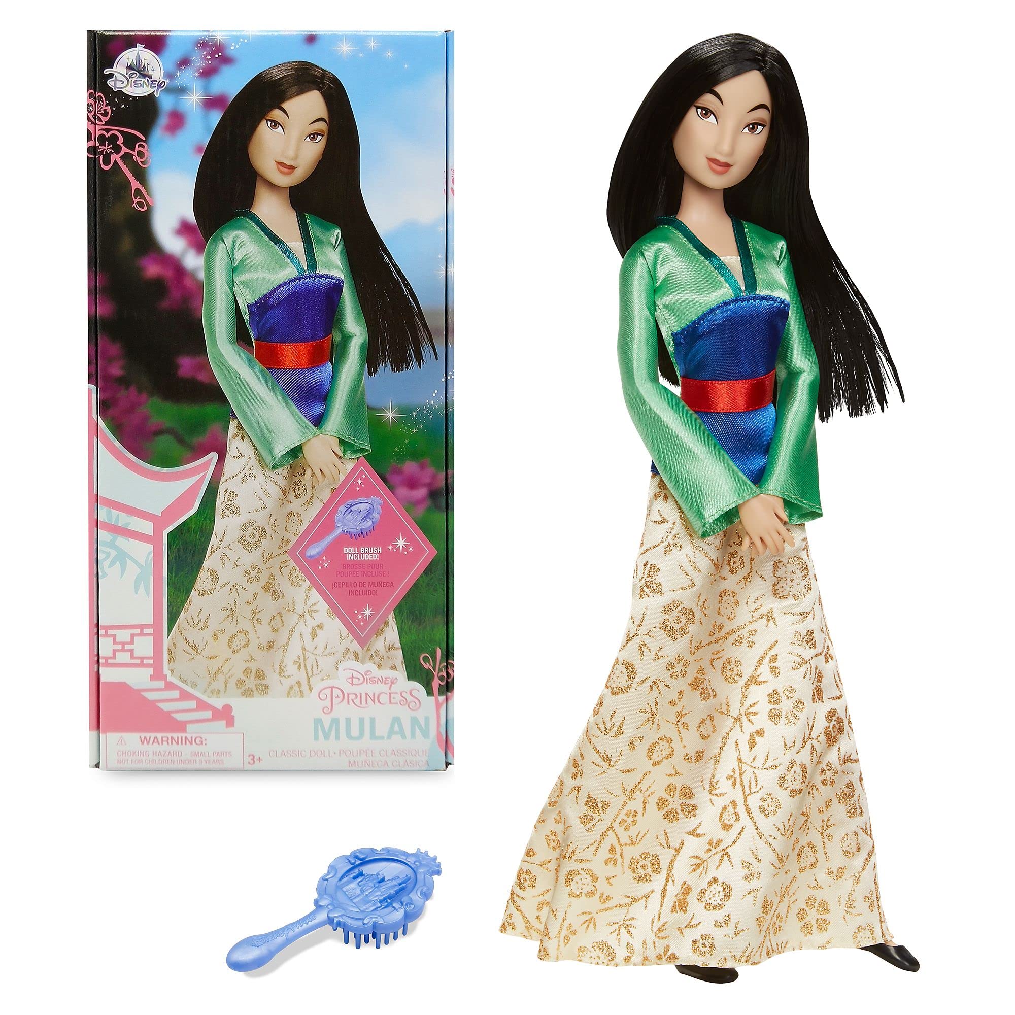 Disney Store Offizielle Mulan-Puppe für Kinder, 29 cm, vollbewegliche Puppe im Satinkleid mit ausgea