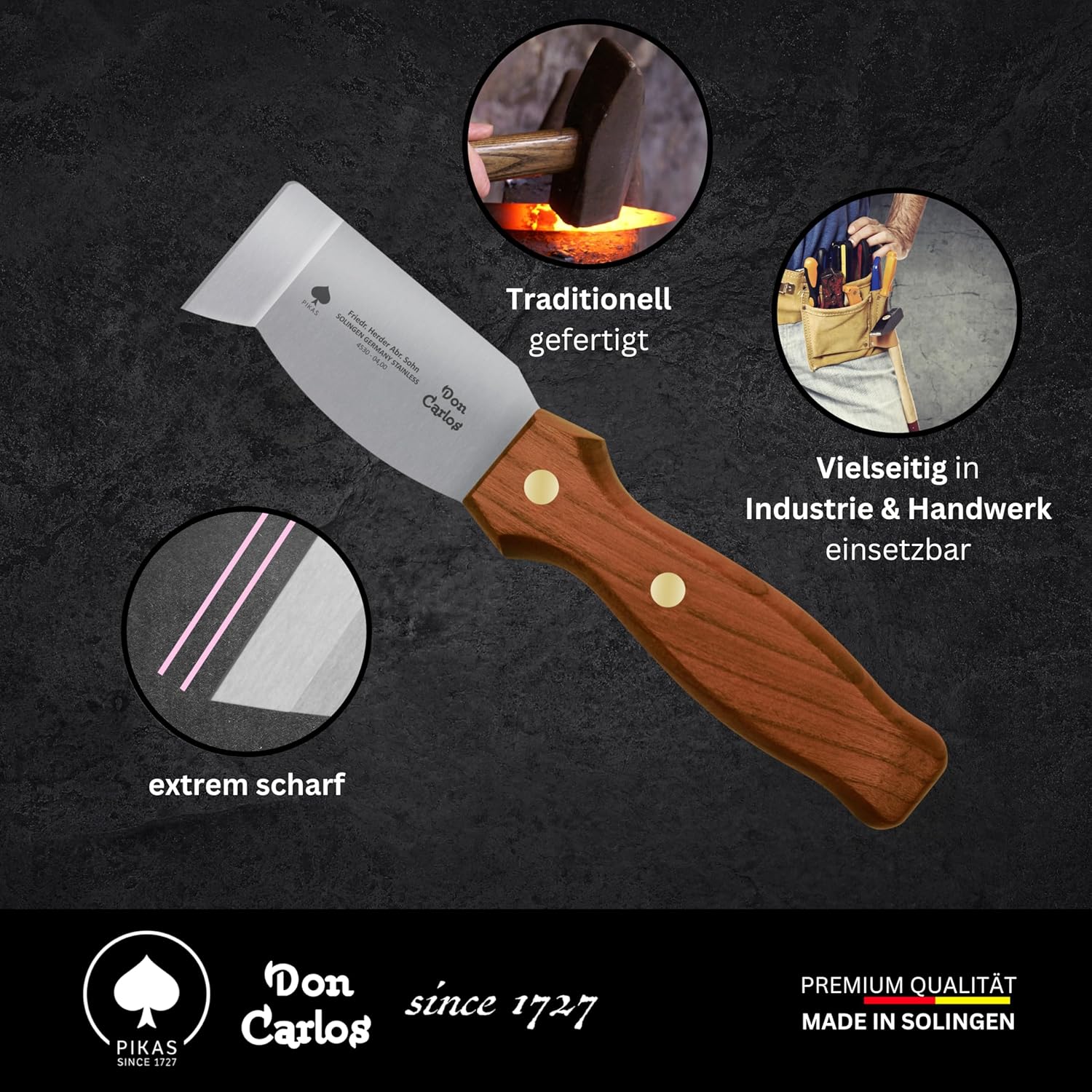 DON CARLOS Kratzmesser/Pallett Knife, Professionelles Entglasungswerkeug/Fenstermesser - universelle - Image 3
