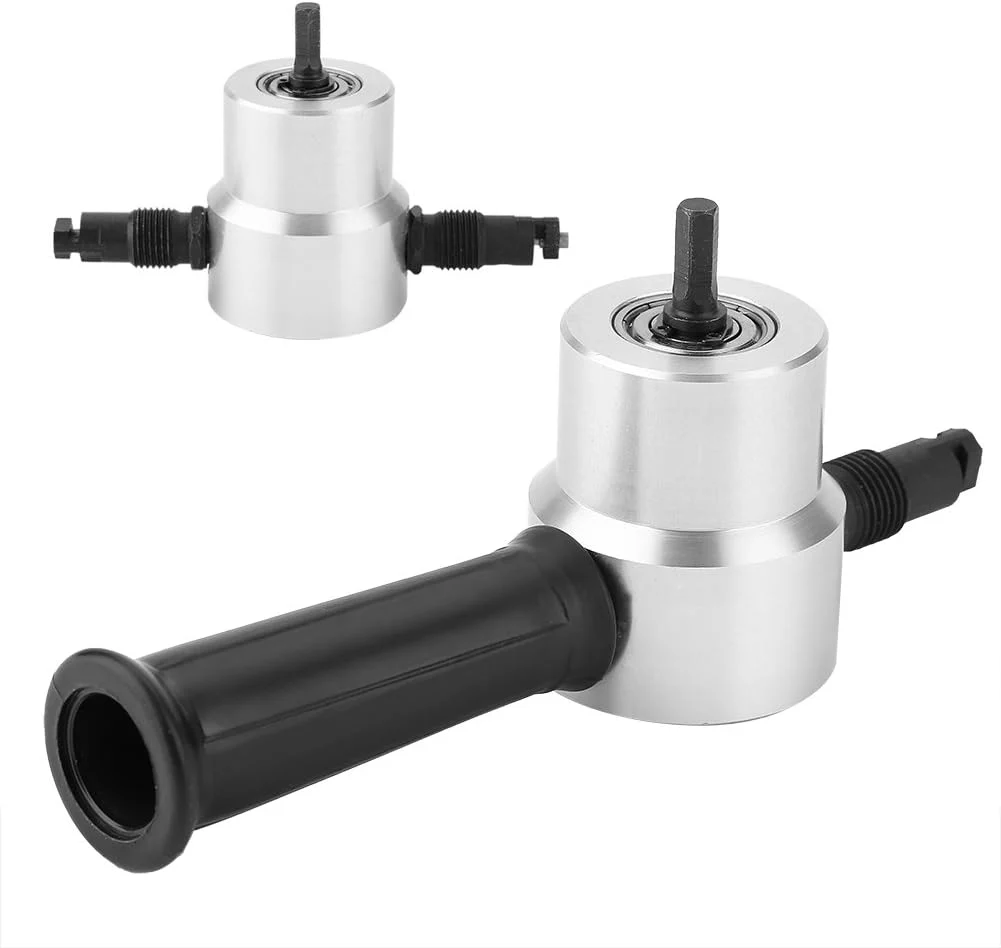 Doppelkopf Blechschneider Knabberwerkzeug, Bohraufsatz Metall Knabberschneider mit Ergonomischem Kun - Image 5