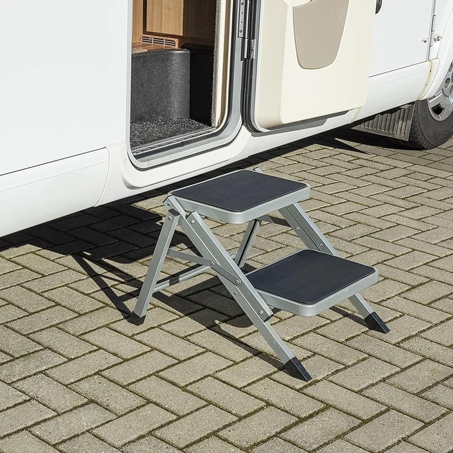 Doppeltrittstufe klappbar 59,5 x 49 x 39 cm mit 2 rutschfesten Tritten 37,8 x 25,5 cm Trittstufe fal - Image 2