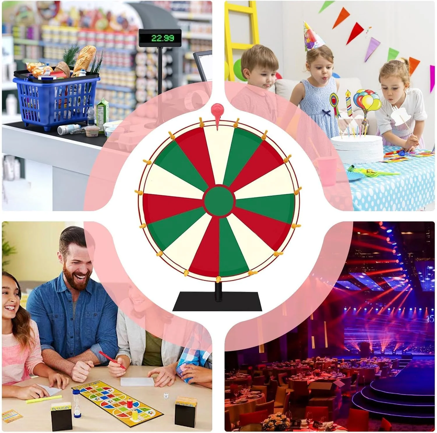 Drehrad für Preise | Buntes löschbares Preisrad, 10/15 Schlitze, Tisch-Preisrad mit Ständer, für , P - Image 4