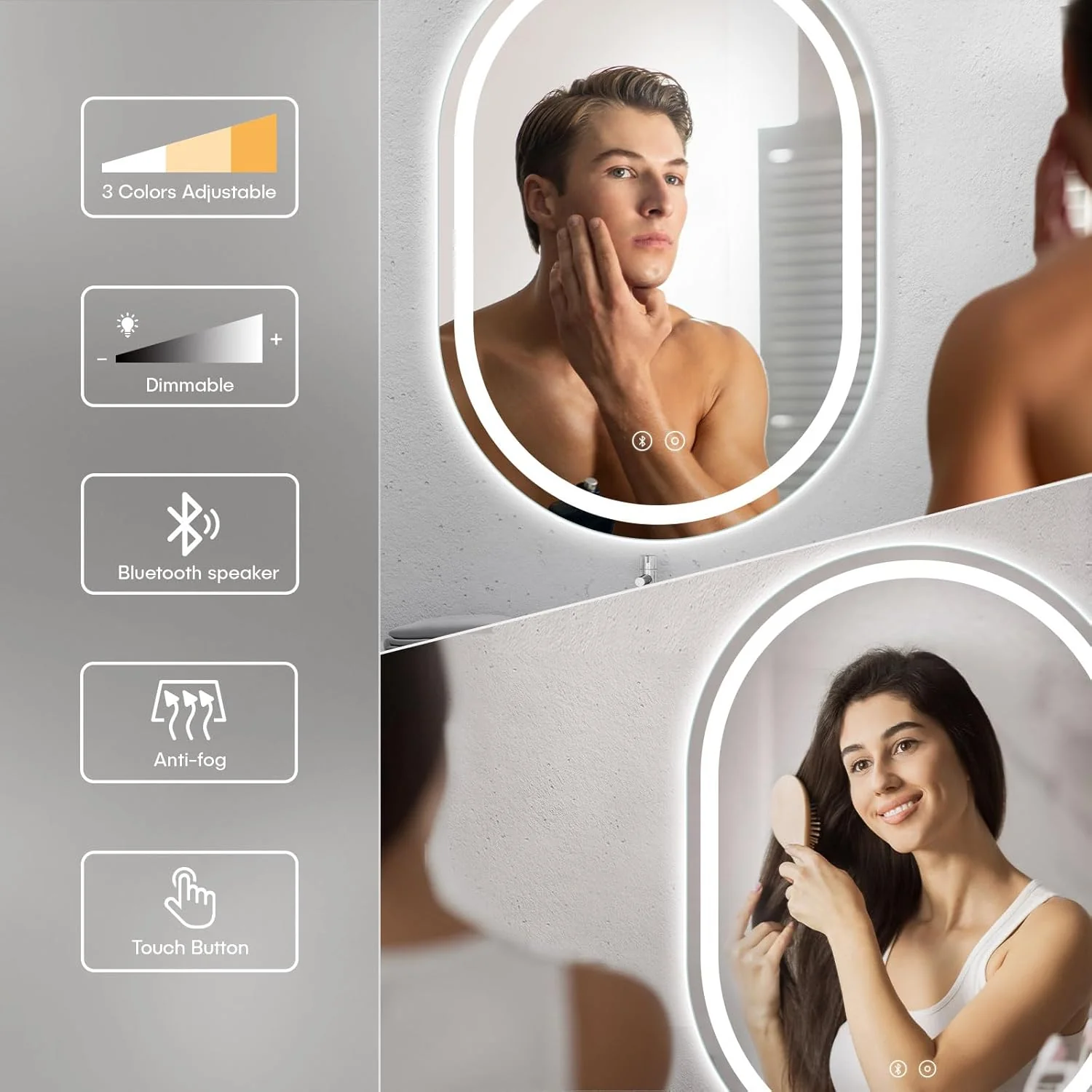 Dripex Badspiegel mit Beleuchtung Led Spiegel mit Bluetooth-Lautsprecher und Touch-Schalter, Dimmbar - Image 4