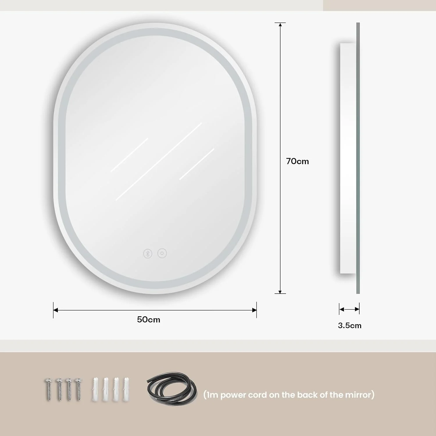 Dripex Badspiegel mit Beleuchtung Led Spiegel mit Bluetooth-Lautsprecher und Touch-Schalter, Dimmbar - Image 7