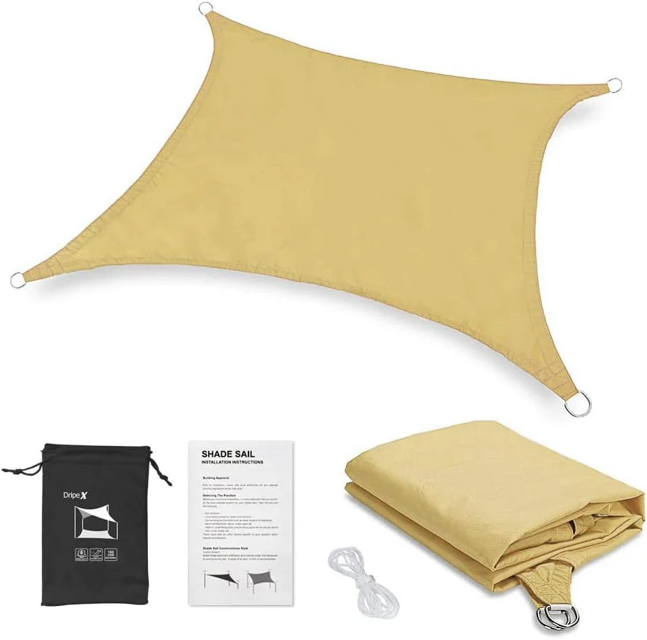 Dripex Sonnensegel wasserdicht Sonnenschutz Set 2X3 m inkl Befestigungsseile Rechteckig Polyester Im - Image 8
