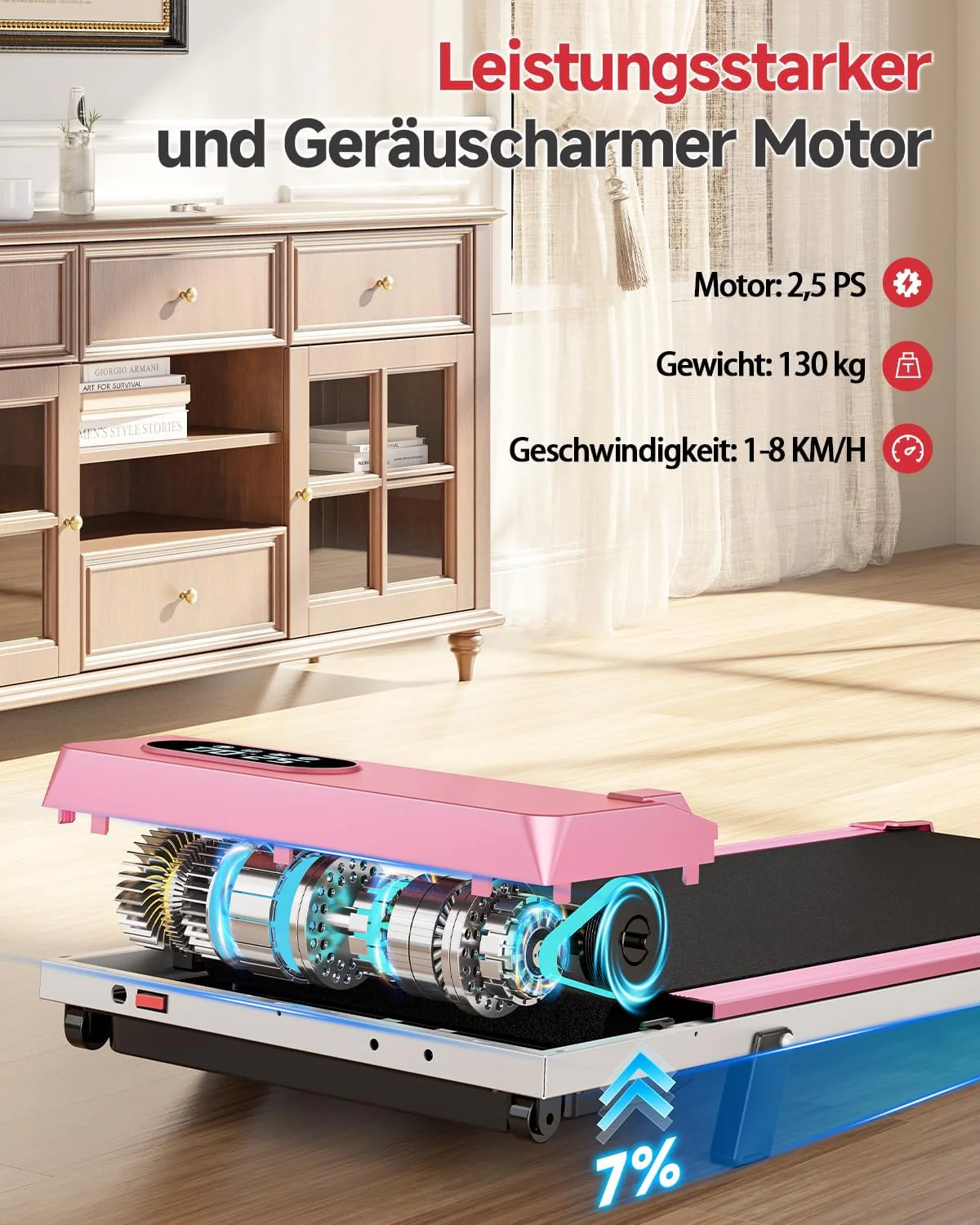Dskeuzeew Laufband Walking Pad mit Neigung - Laufbänder für Zuhause Büro Steigung Schreibtisch Laufp - Image 3