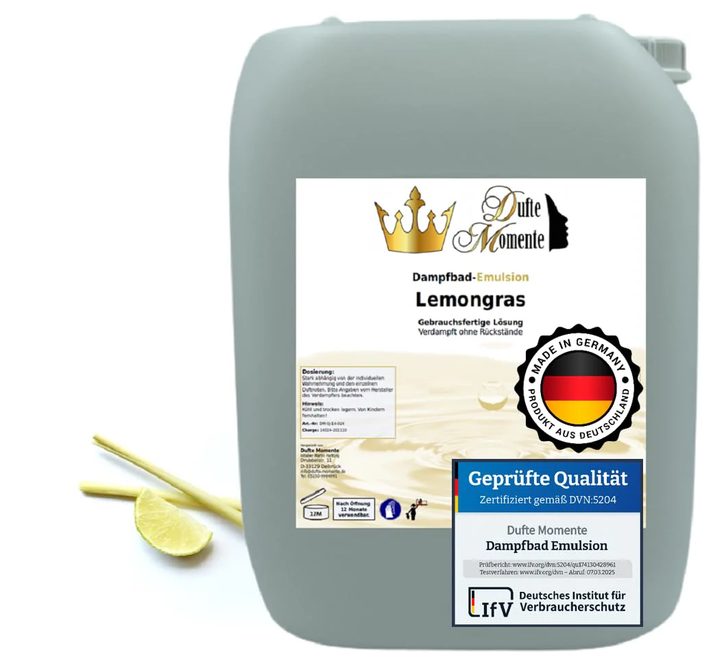 Dufte Momente | Dampfbad Emulsion 10 Liter Lemongras | geprüfte Qualität | mit naturreinen und natür