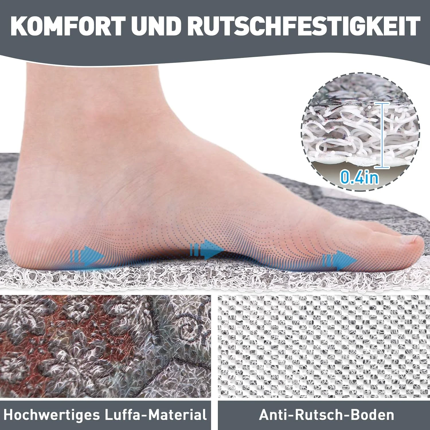 Duschmatte rutschfest Antirutschmatte Dusche: 70 x 70 cm Gross Eckduschmatte Dreieckig Duscheinlage - Image 3