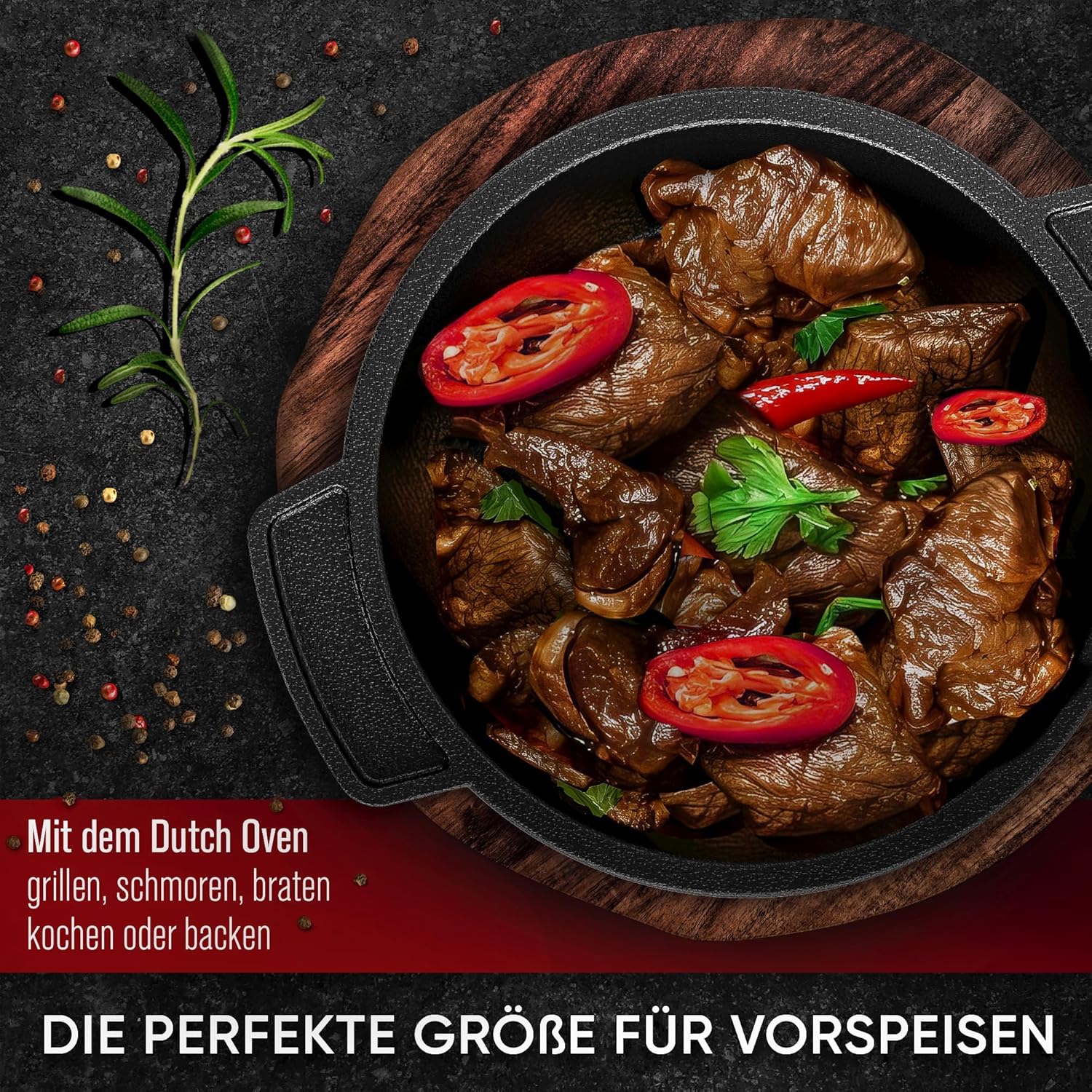 Dutch Oven Set Mini - 4x 300ml Gusseisen Mini Topf mit Deckel - bereits eingebrannter Mini Dutch Ove - Image 4