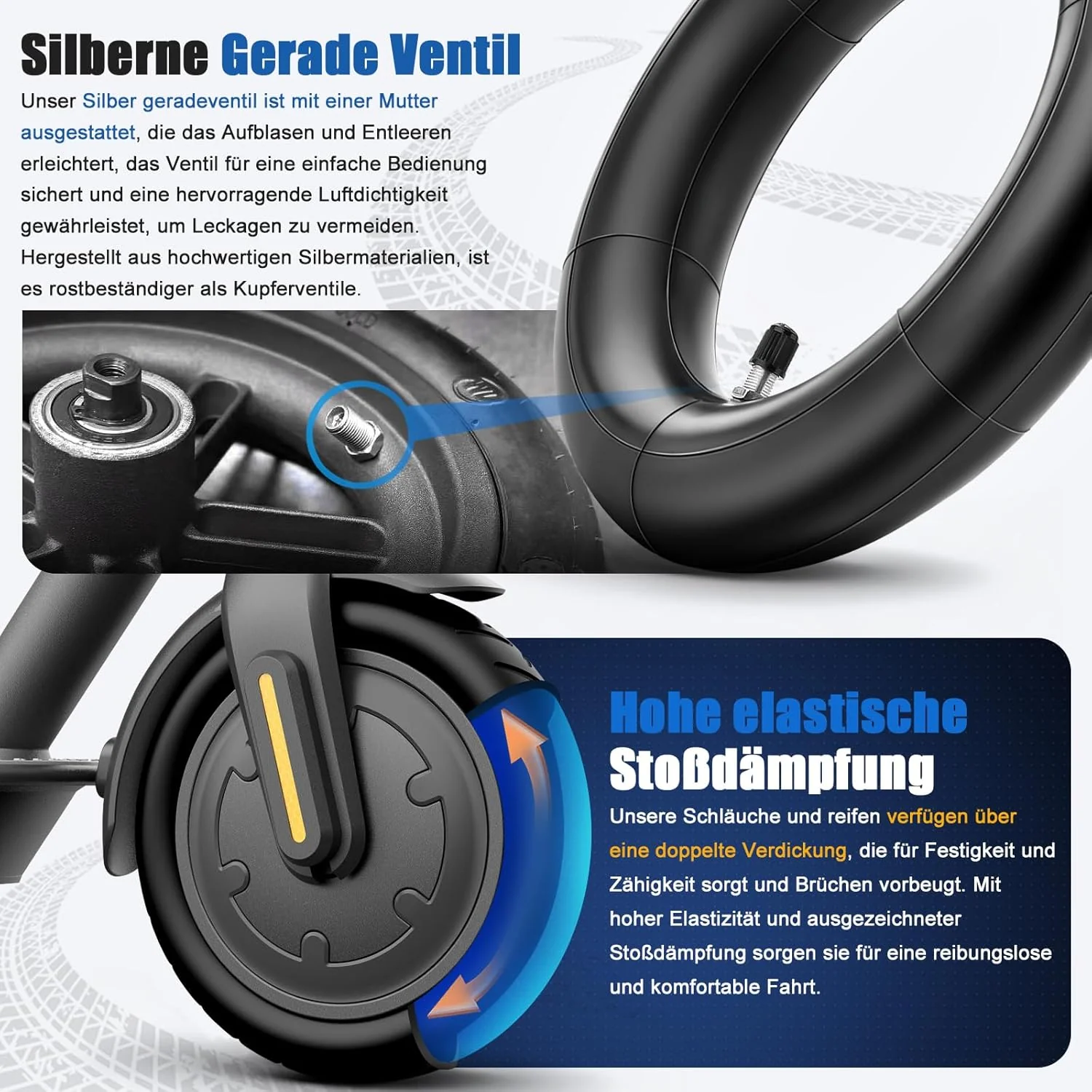 E Scooter Reifen 8 1/2 x2 mit Schlauch 8.5x2.0 Zoll, 50/75-6.1 Reifen und Schlauch Komplettset Verst - Image 4