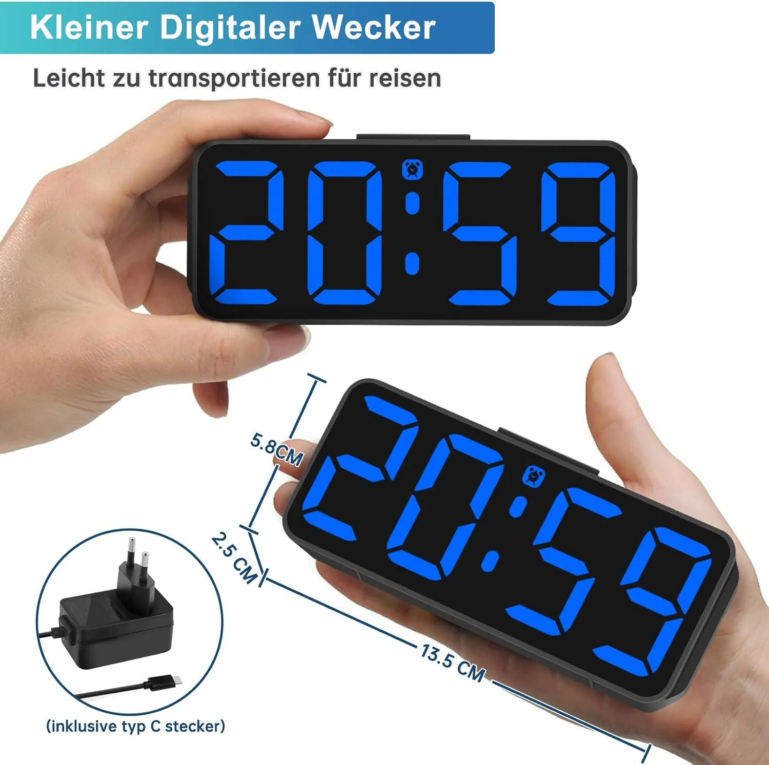 Eachui Wecker Digital Ohne Ticken wecker für Kinder Kleiner Uhr Lautstärke und Helligkeit Einstellba - Image 2